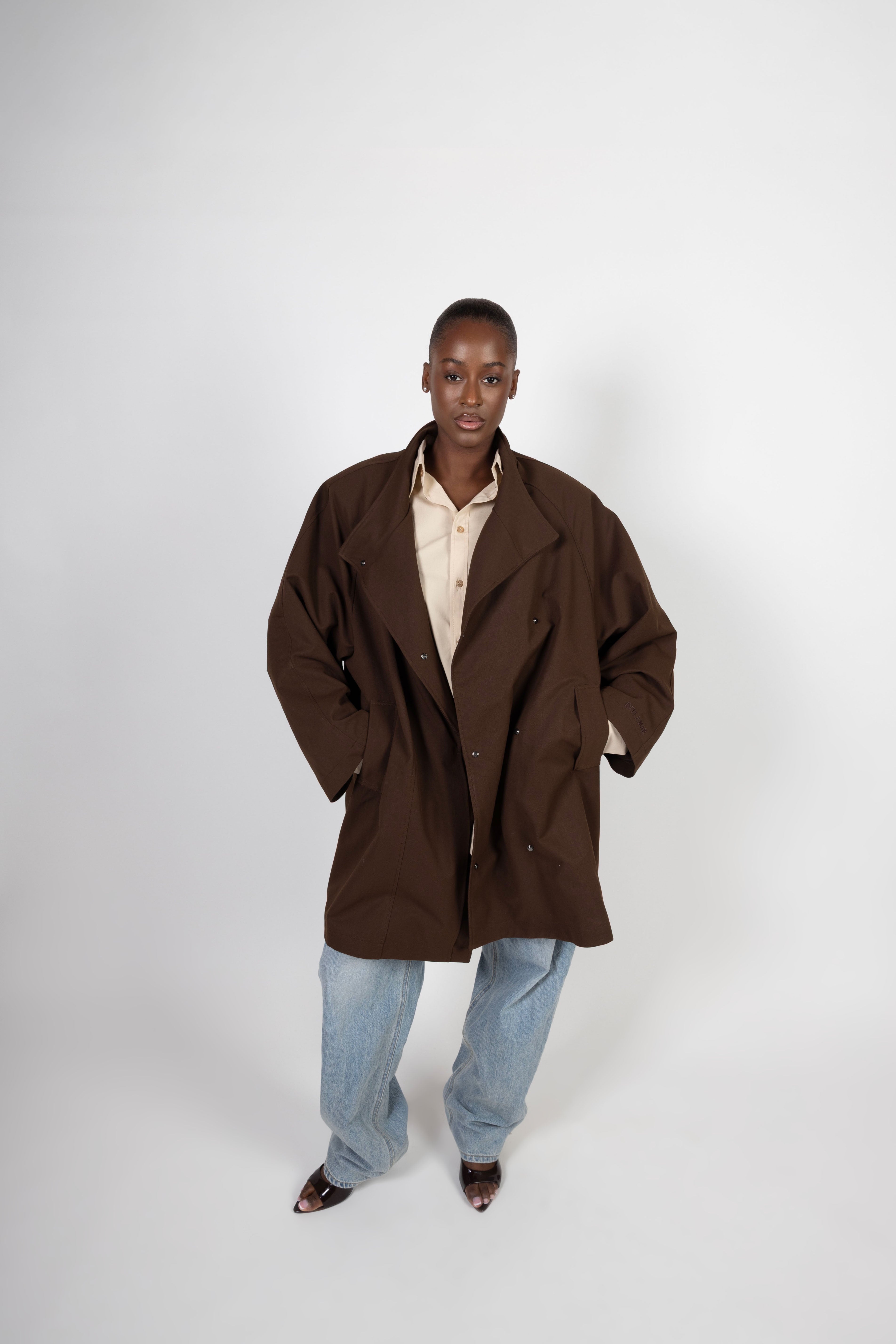 Oversized Midi Trenchcoat - Brown