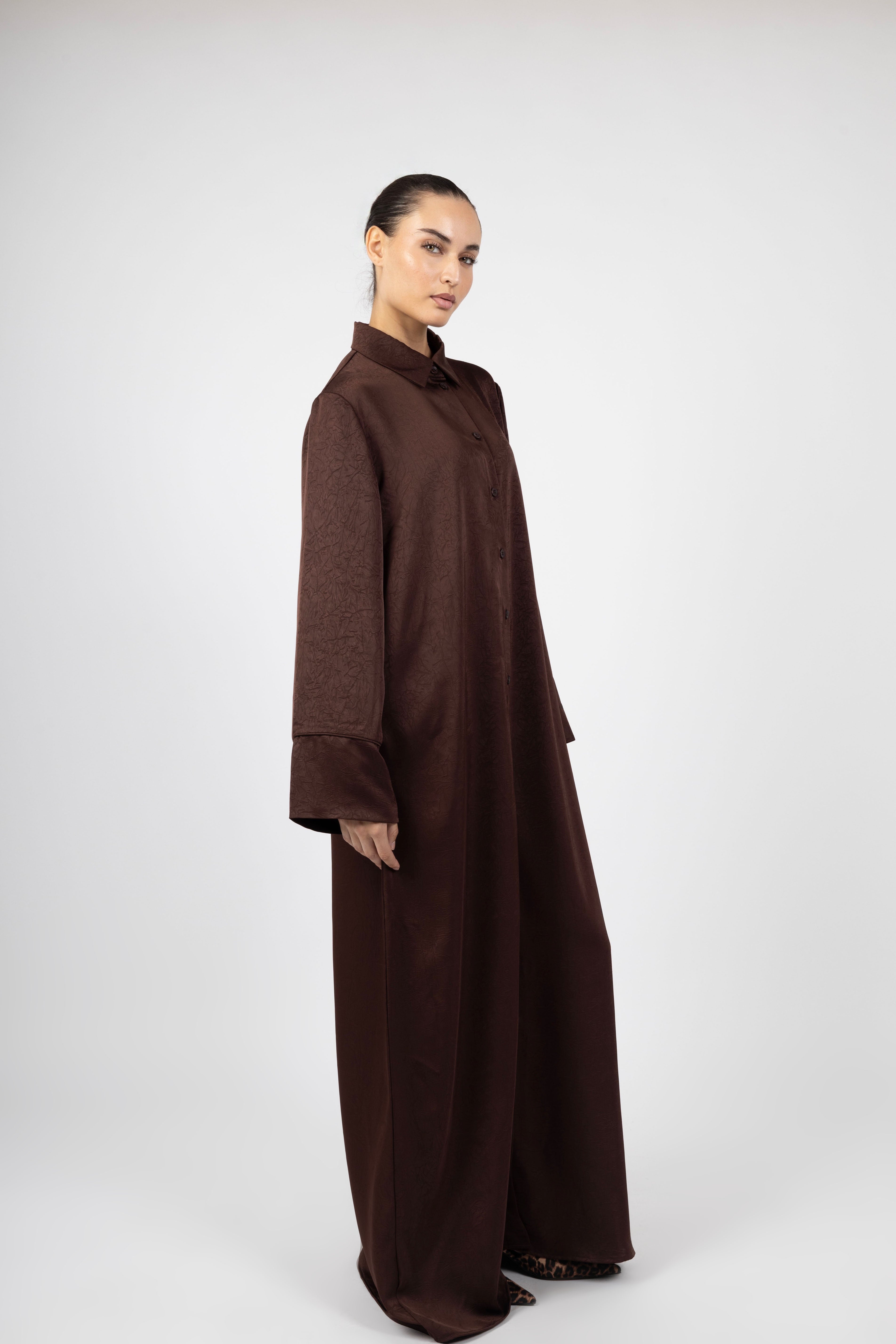 Crushed Flow Dress - Mocha