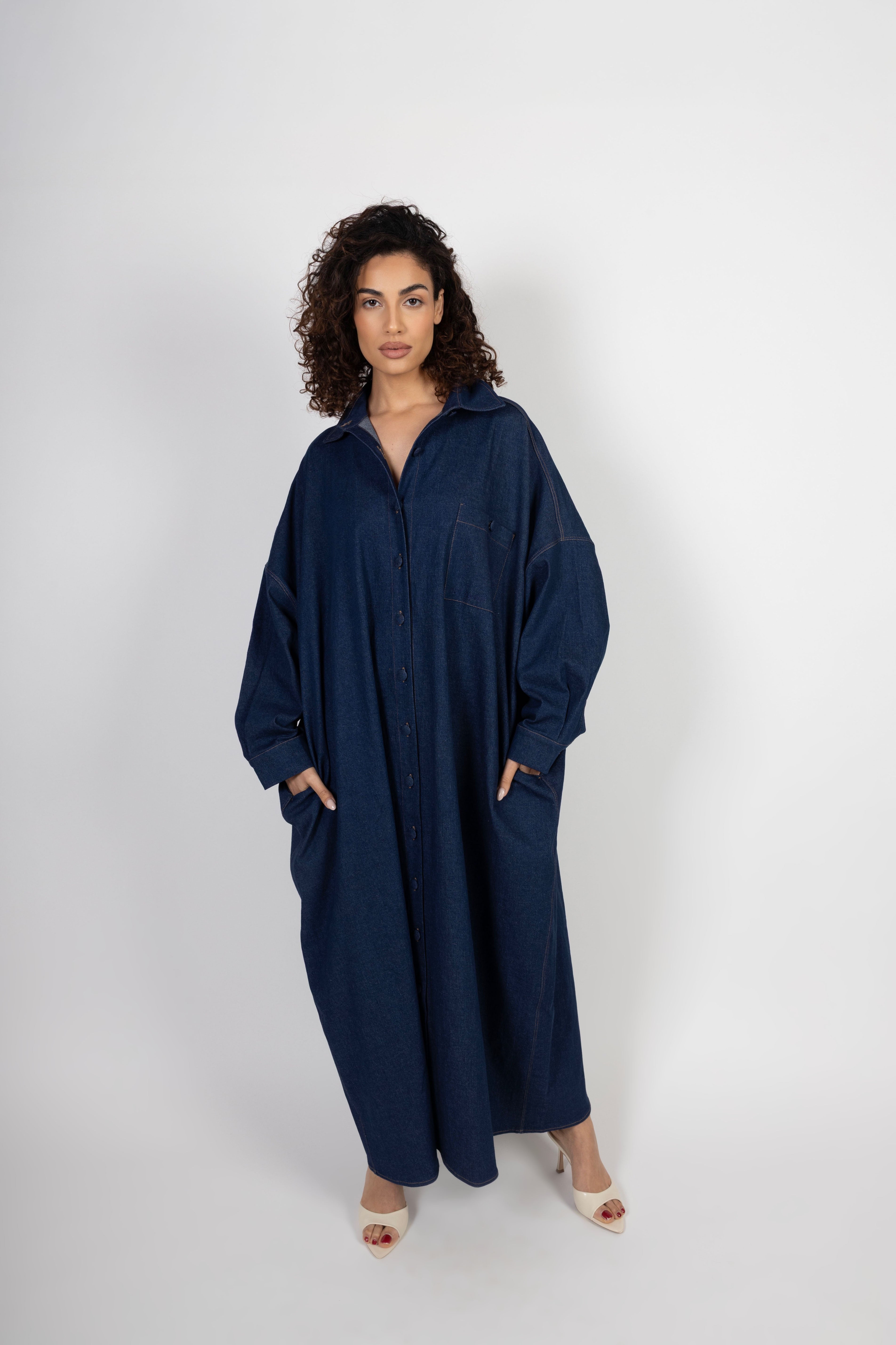 Denim Maxi Dress - Dark Blue
