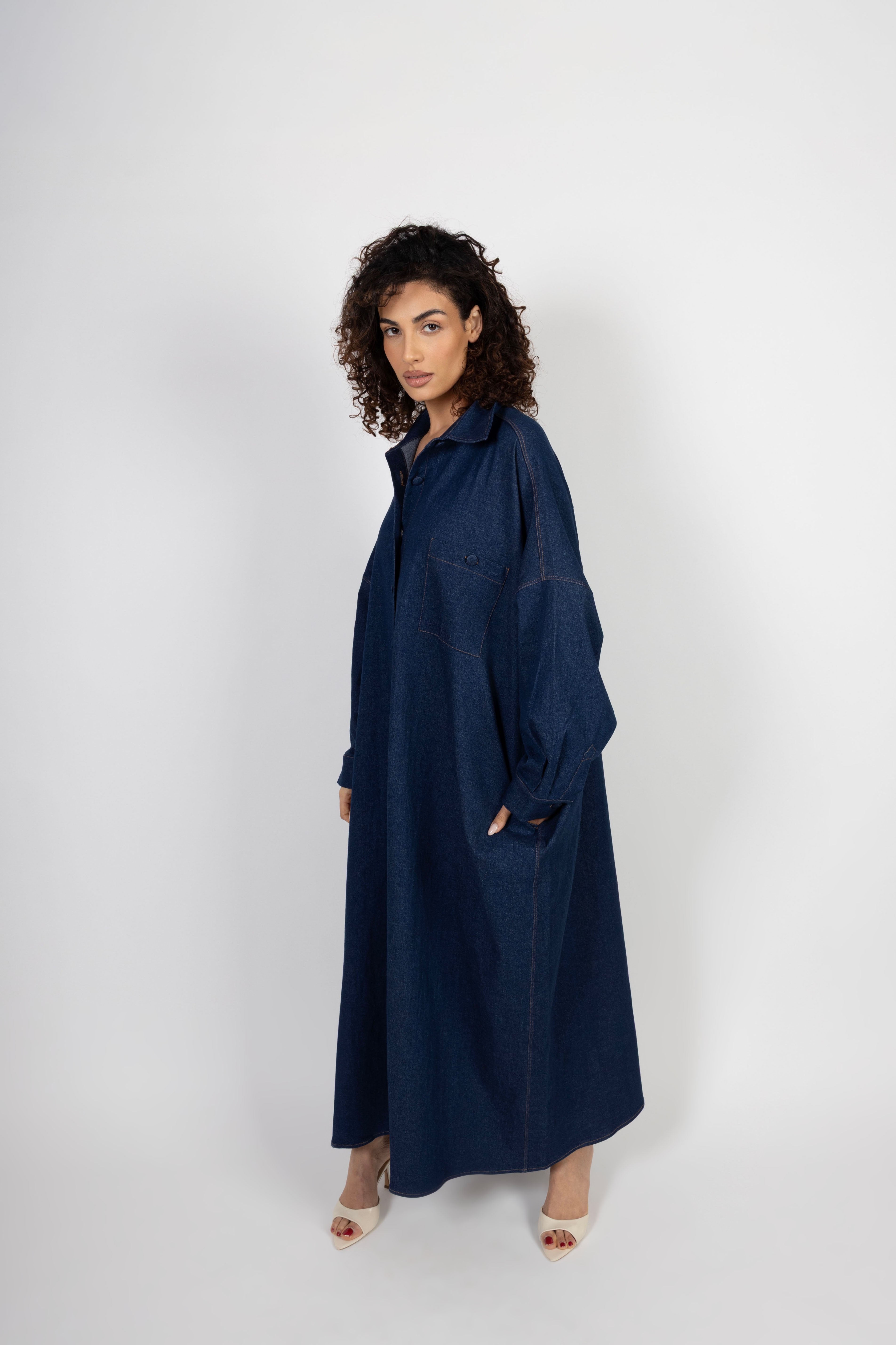 Denim Maxi Dress - Dark Blue