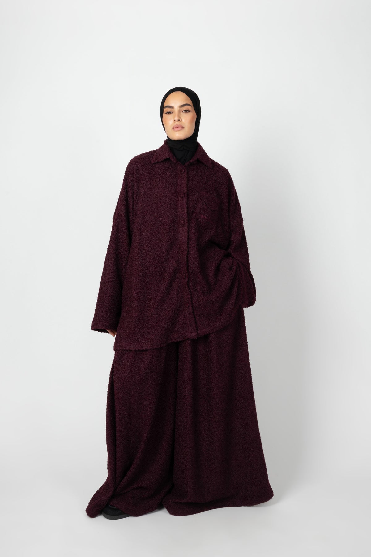 Wide Teddy Twinset - Bordeaux