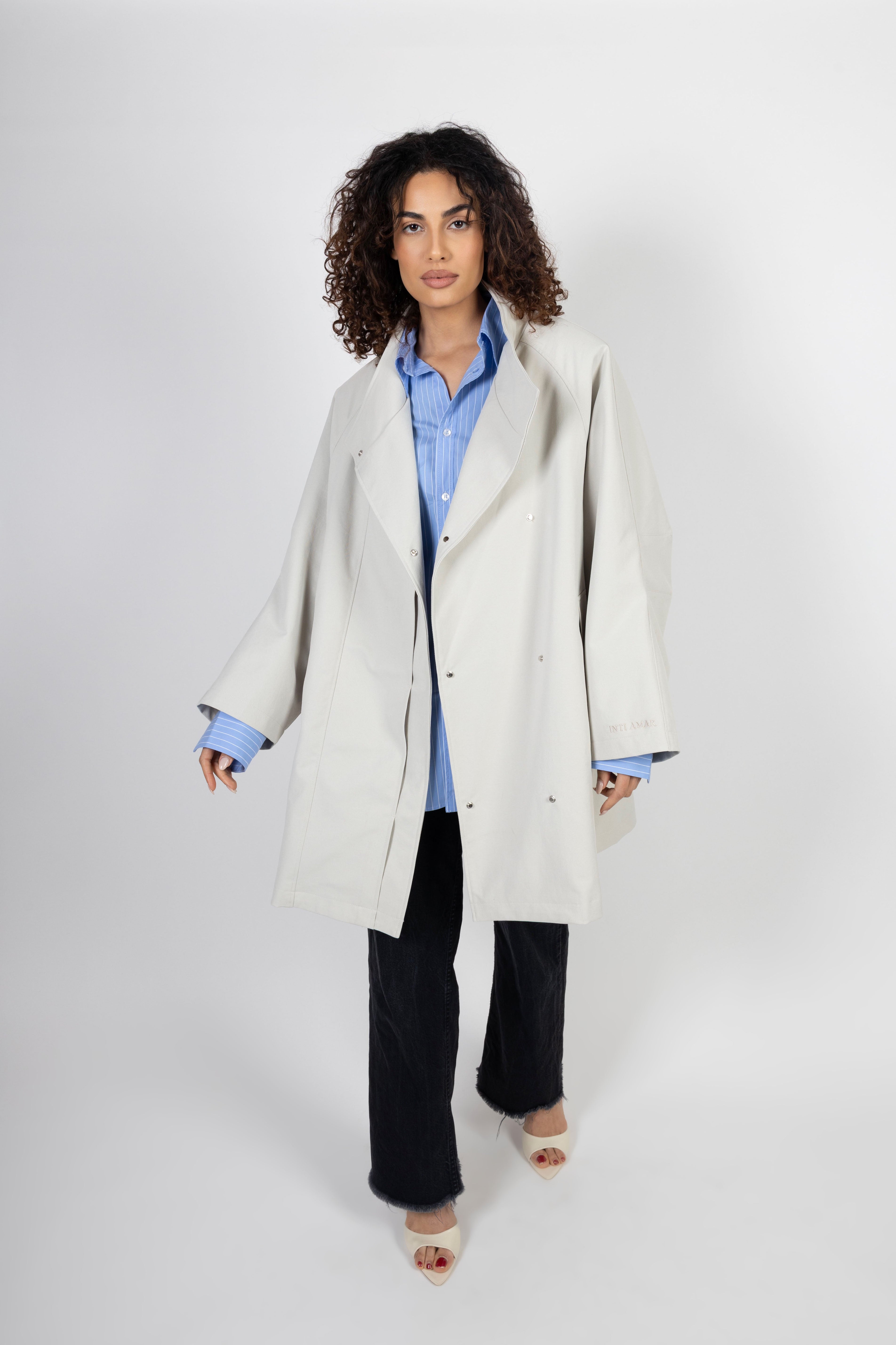 Oversized Midi Trenchcoat - Bone