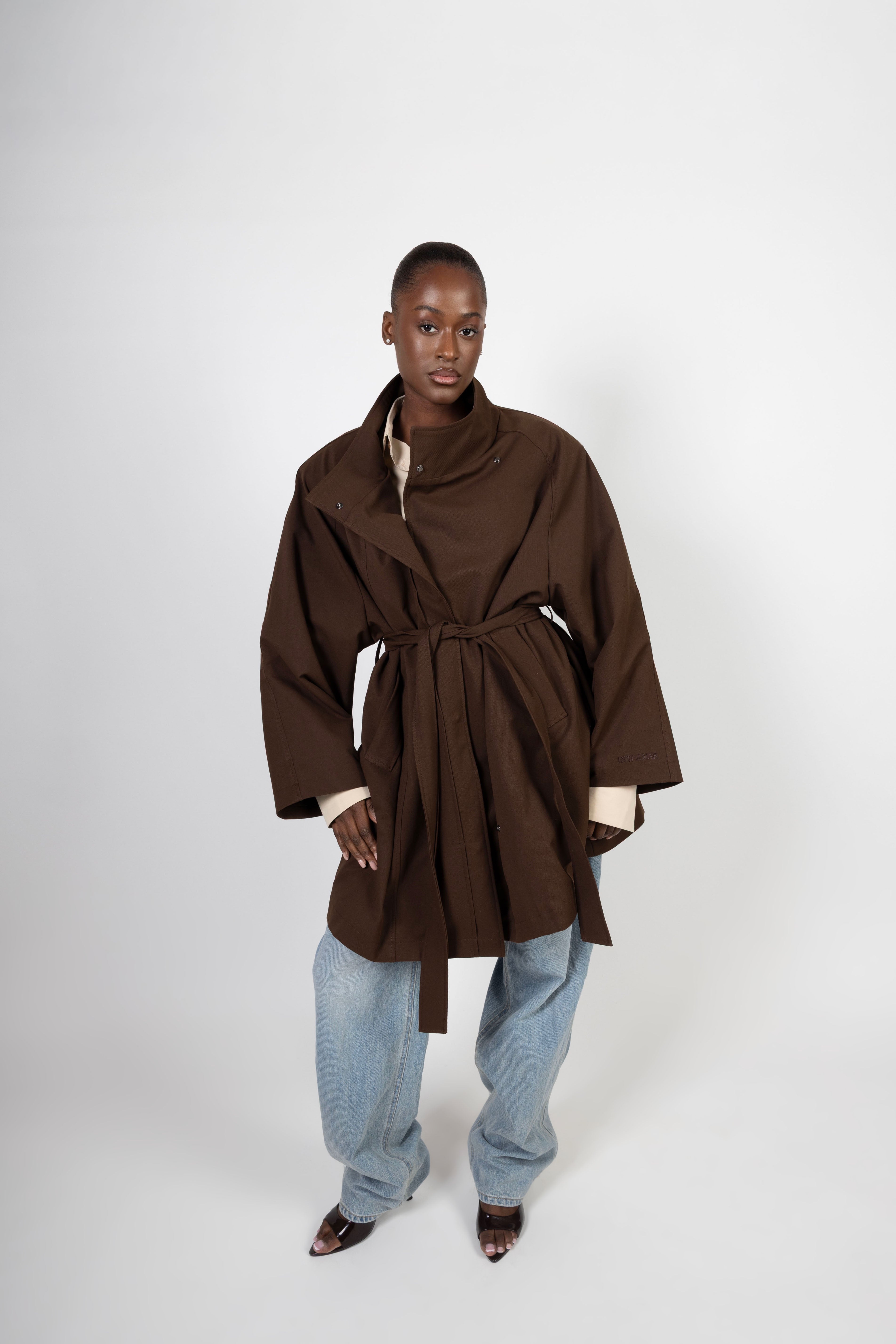 Oversized Midi Trenchcoat - Brown