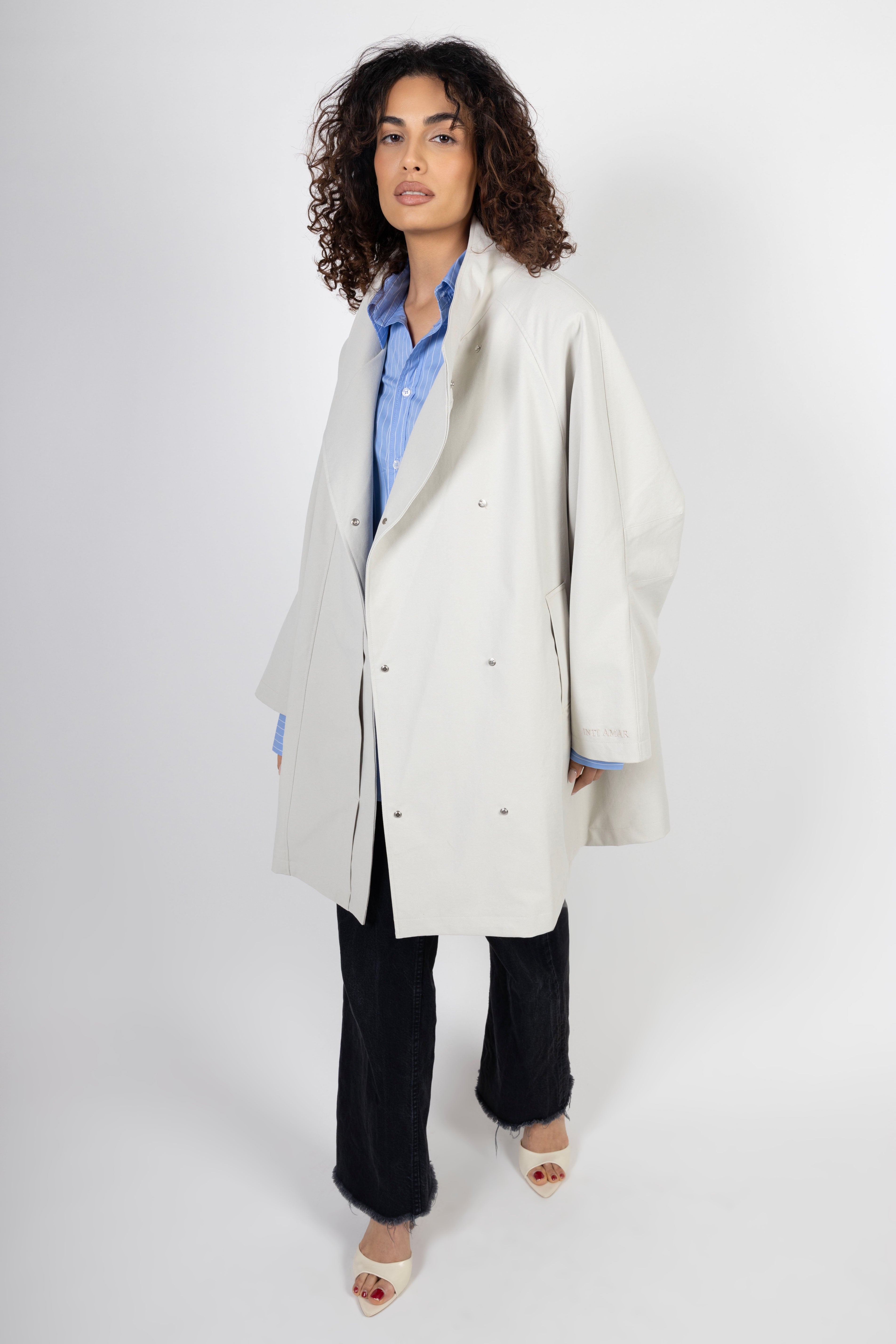 Oversized Midi Trenchcoat - Bone