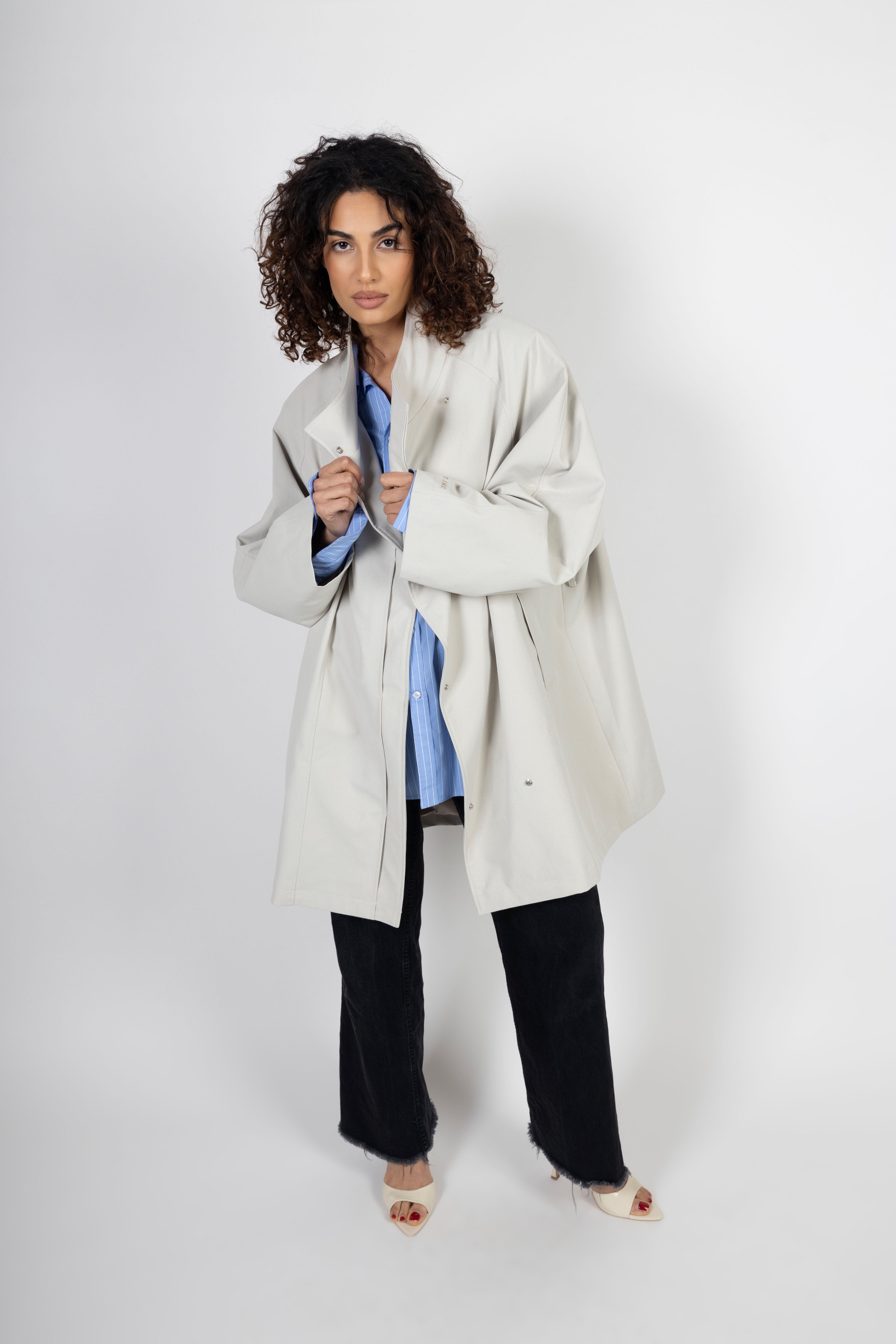 Oversized Midi Trenchcoat - Bone