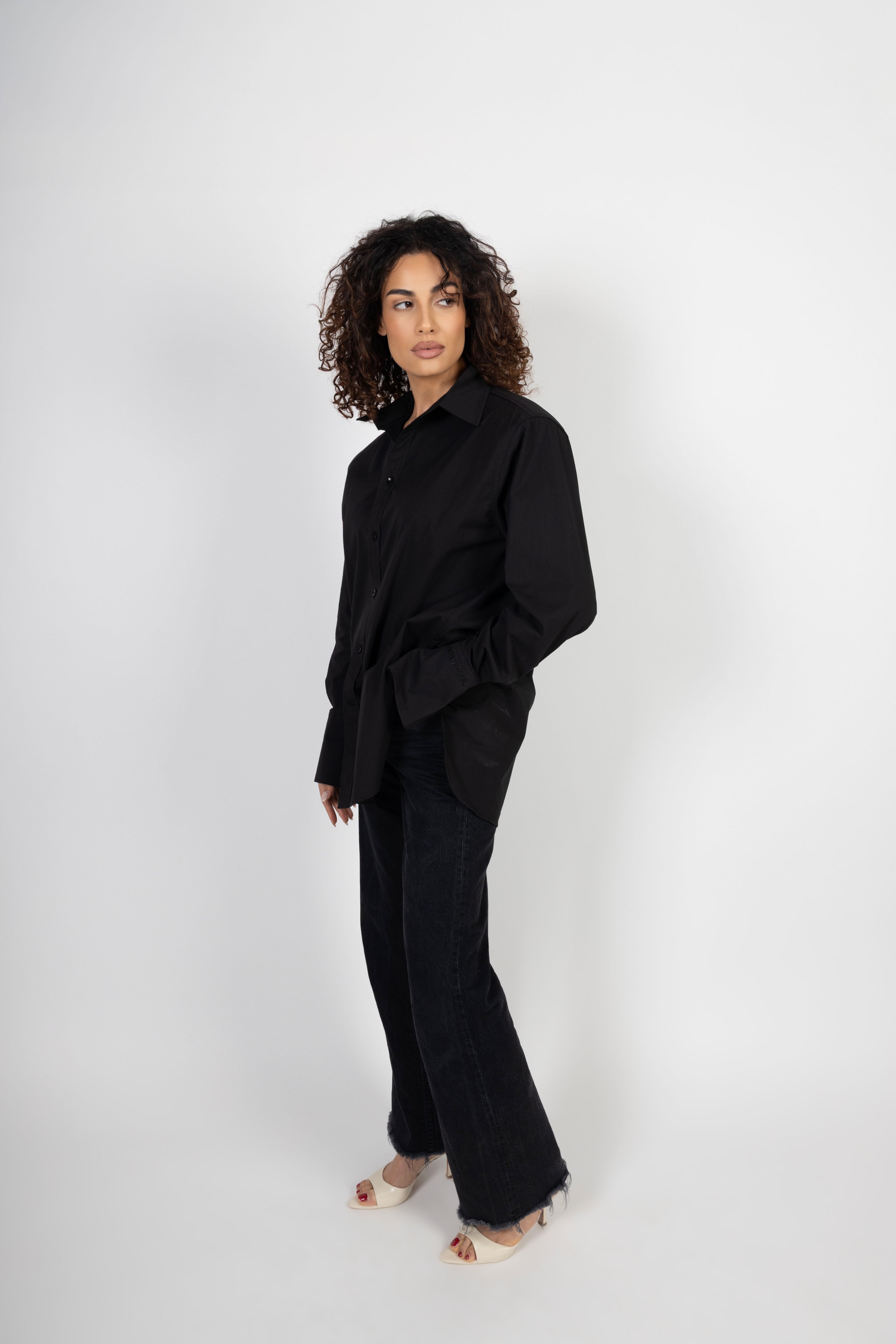 Shoulder Pad Blouse - Black
