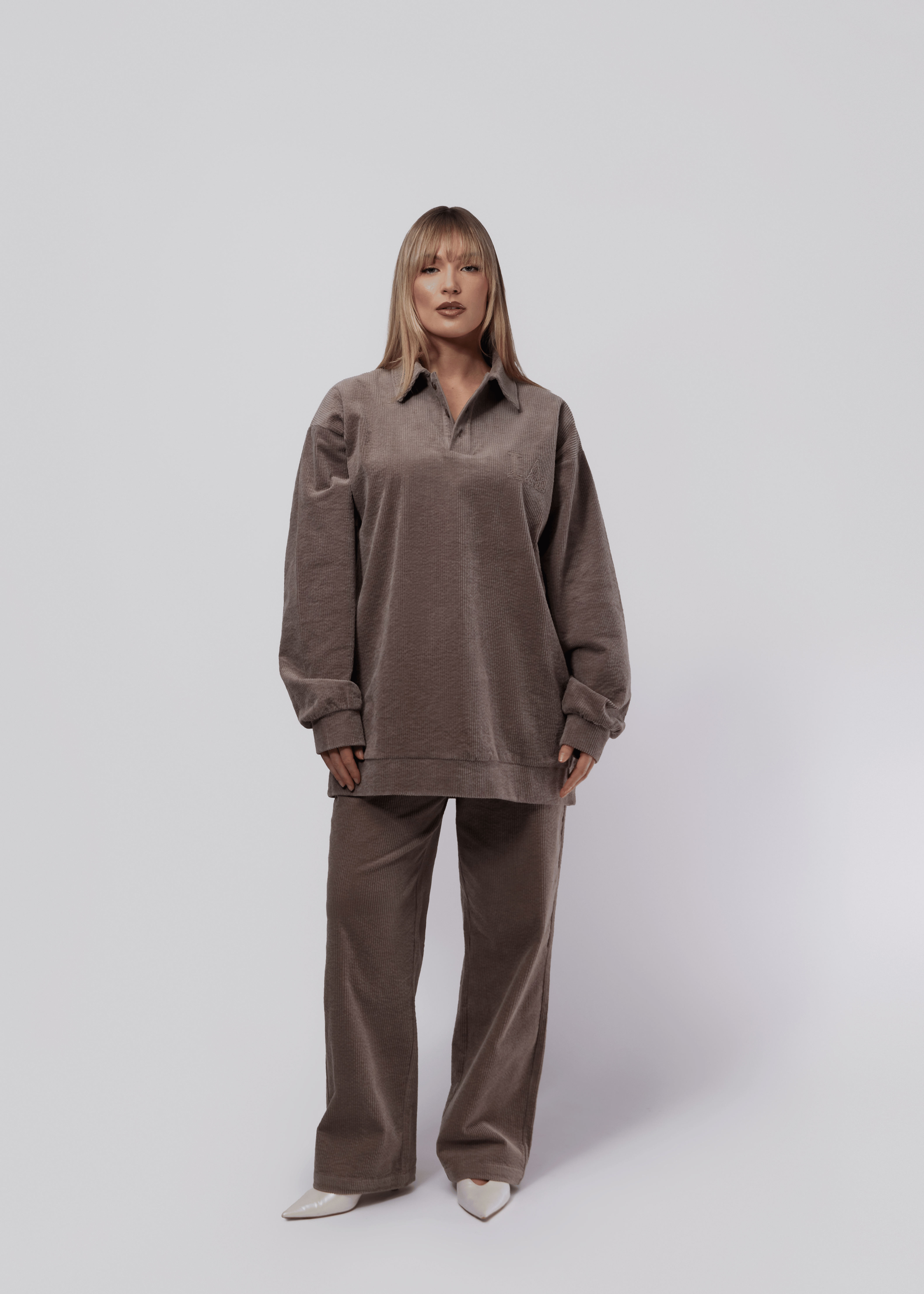 Ribbed Polo Co-ord - Sandstone