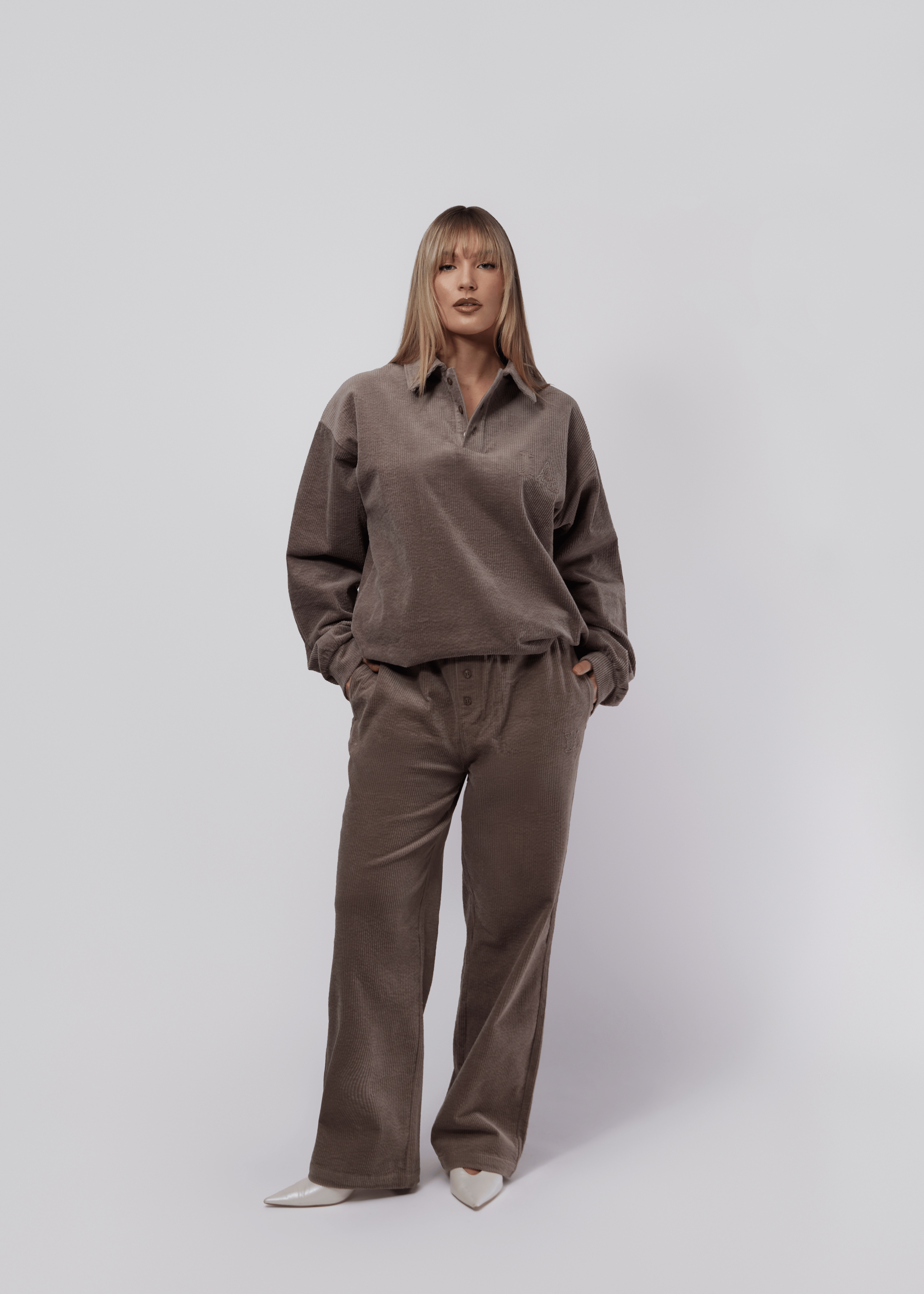 Ribbed Polo Co-ord - Sandstone