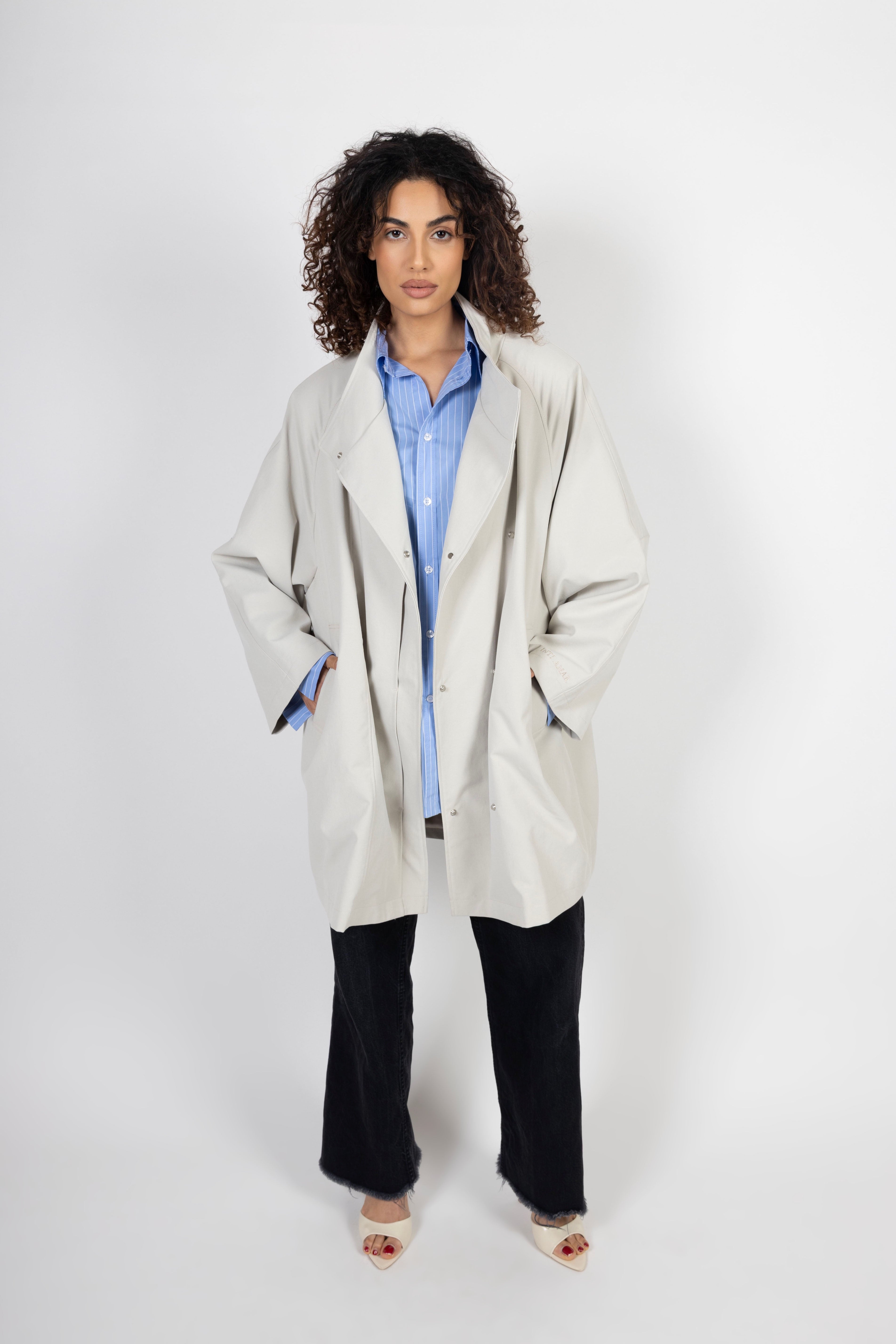 Oversized Midi Trenchcoat - Bone