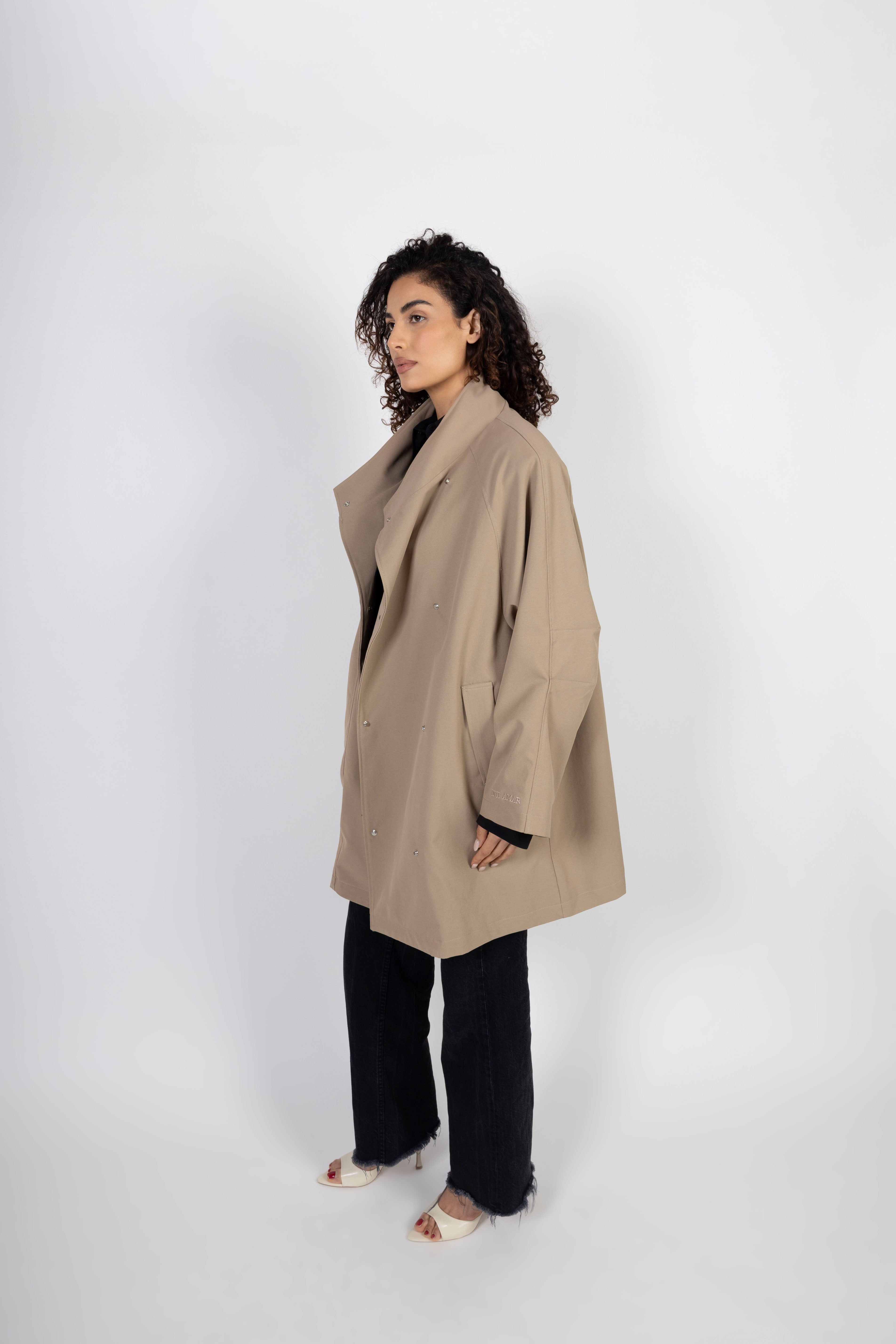 Oversized Midi Trenchcoat - Taupe