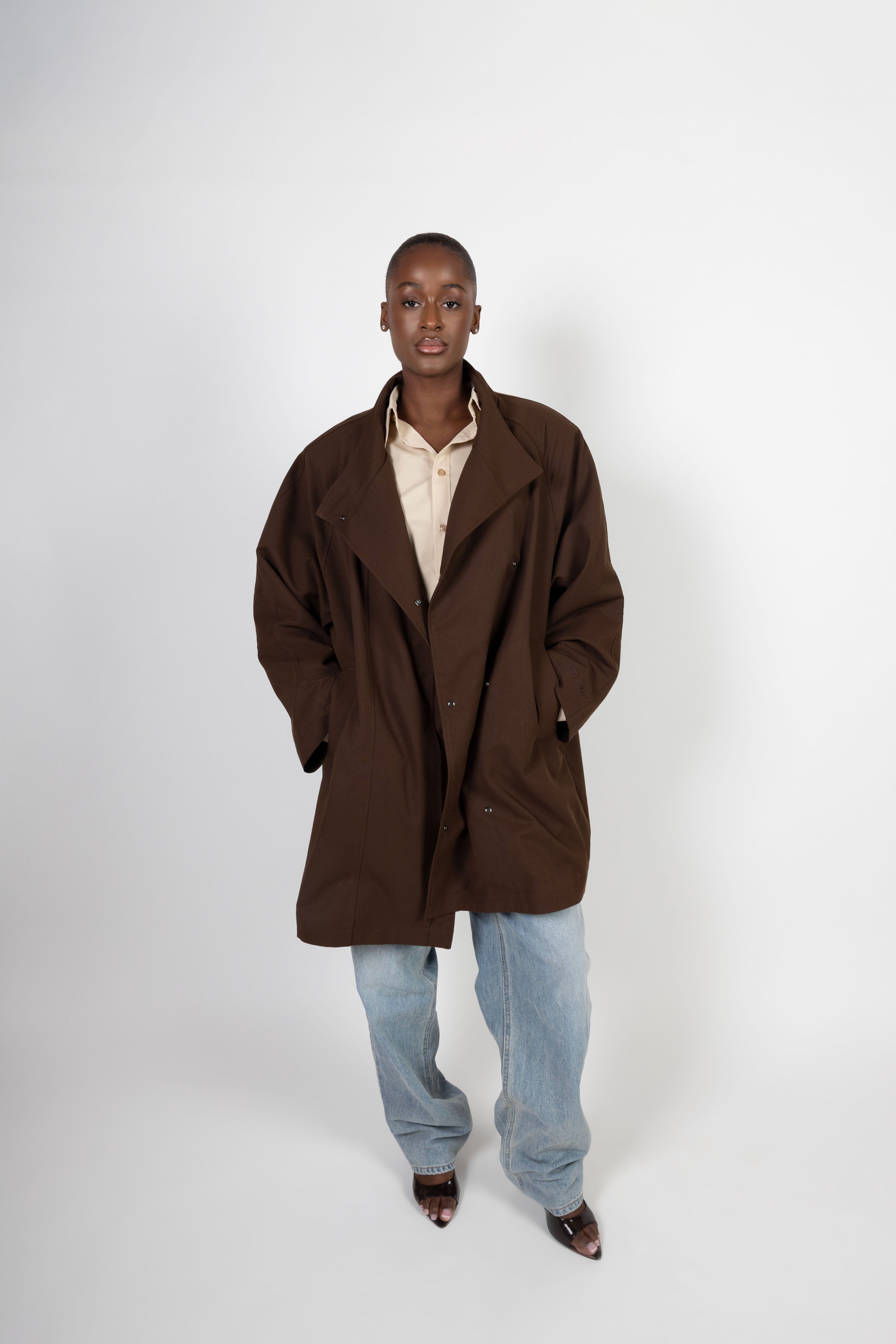 Oversized Midi Trenchcoat - Brown