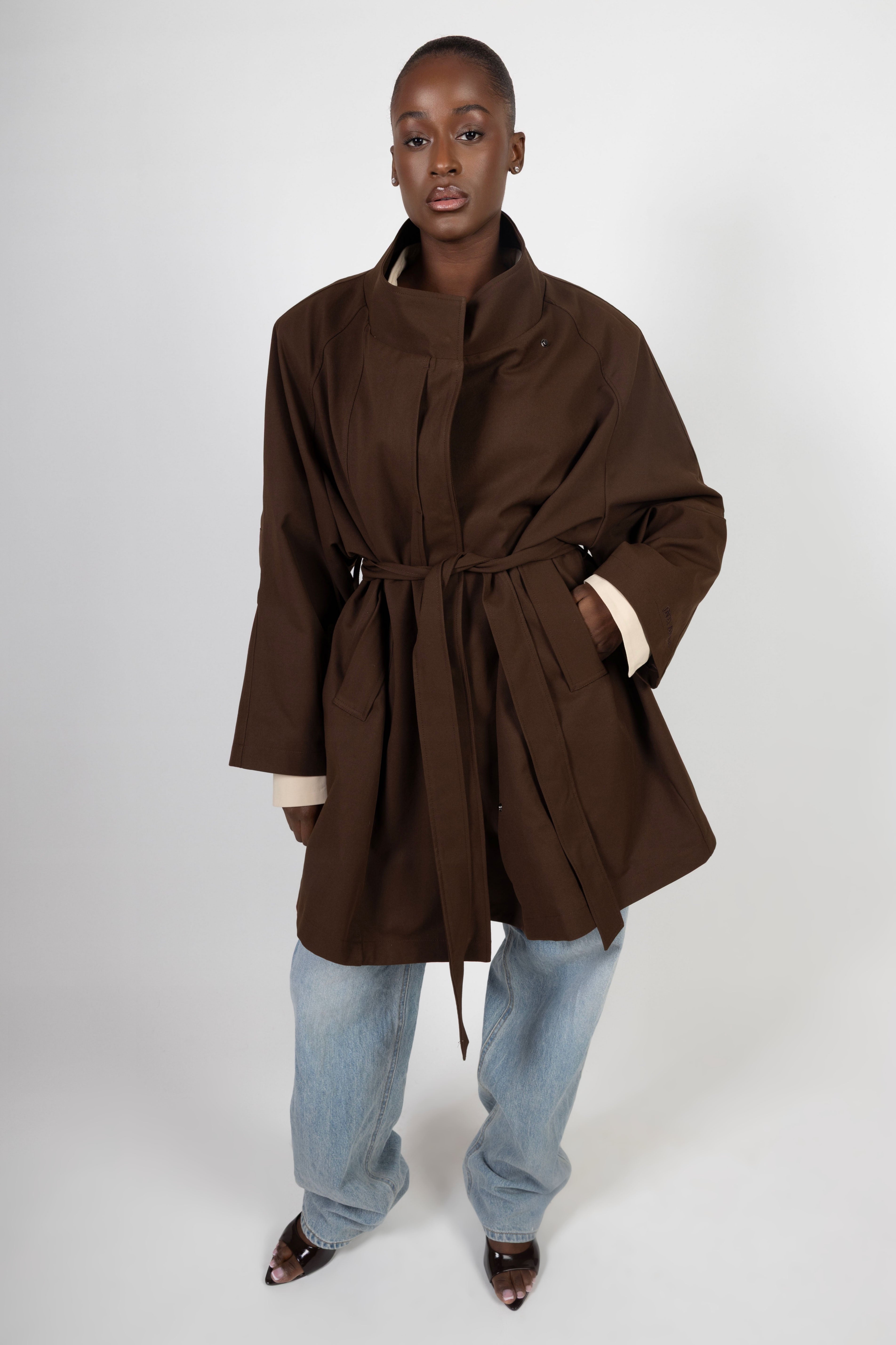 Oversized Midi Trenchcoat - Brown
