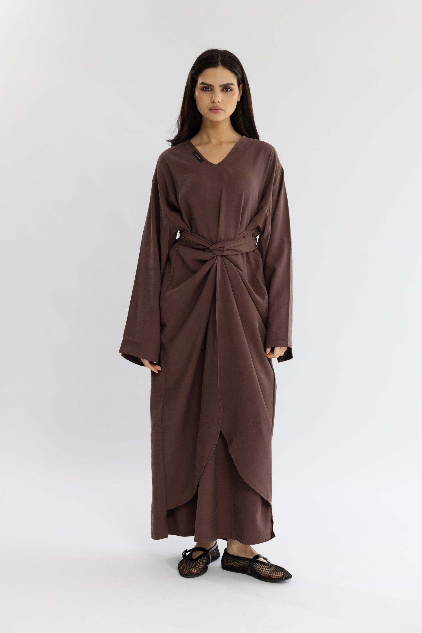 Twist Charm Abaya - Brown