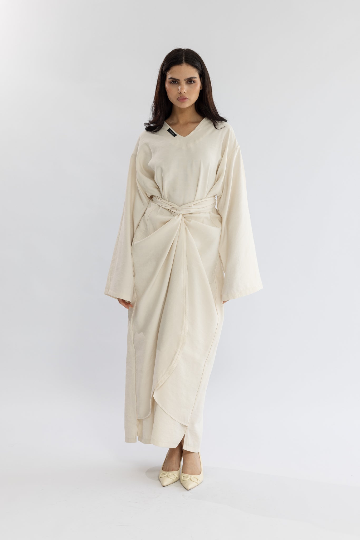 Twist Charm Abaya - Cream
