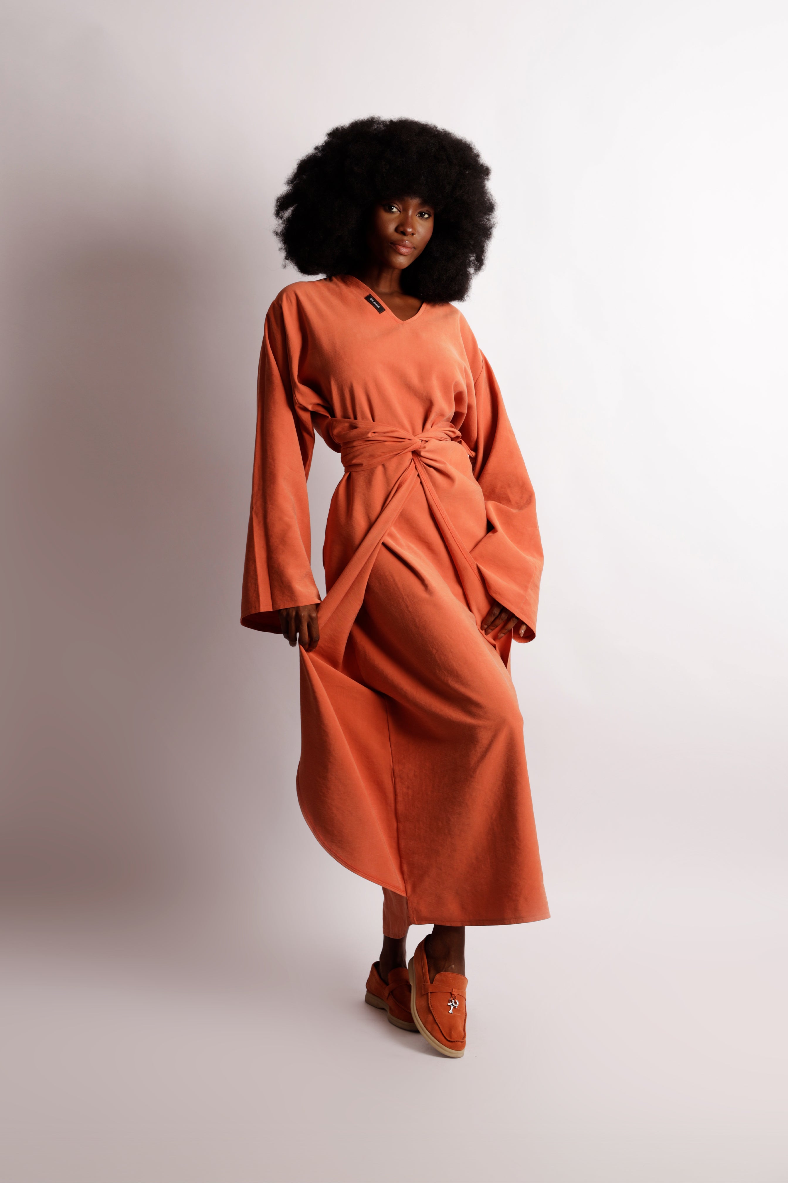Twist Charm Abaya - Orange