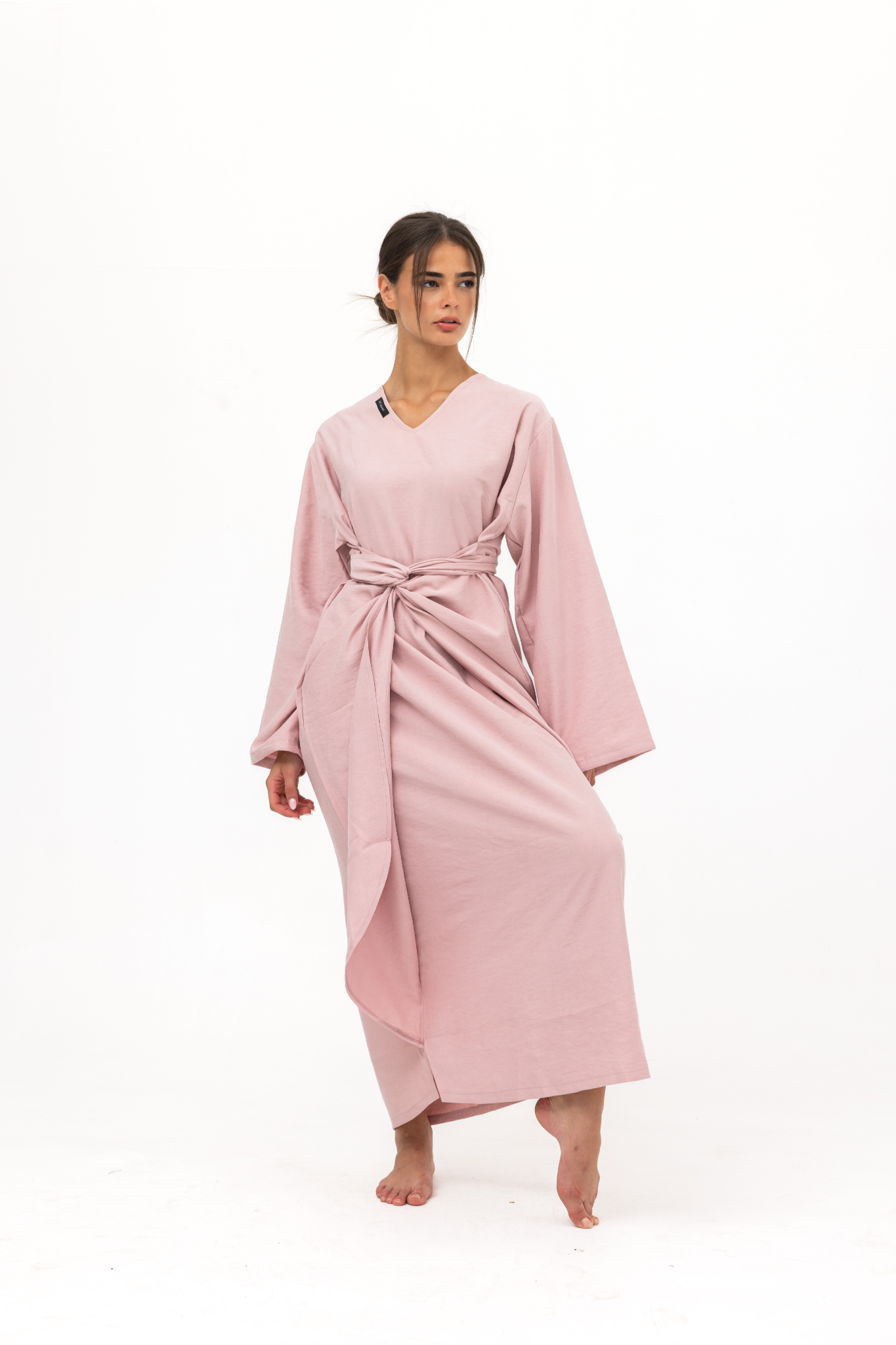 Twist Charm Abaya - Baby Pink