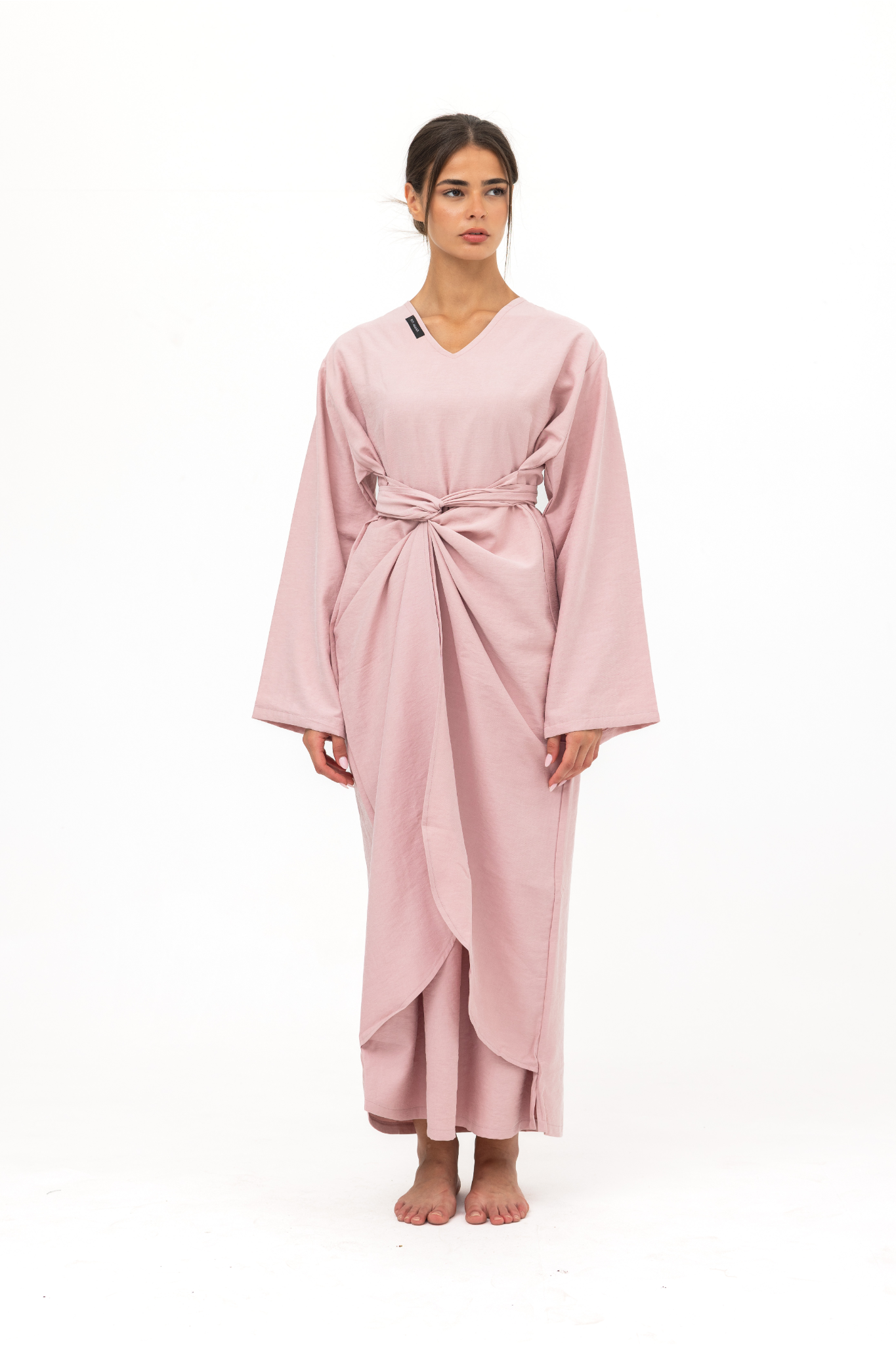 Twist Charm Abaya - Baby Pink
