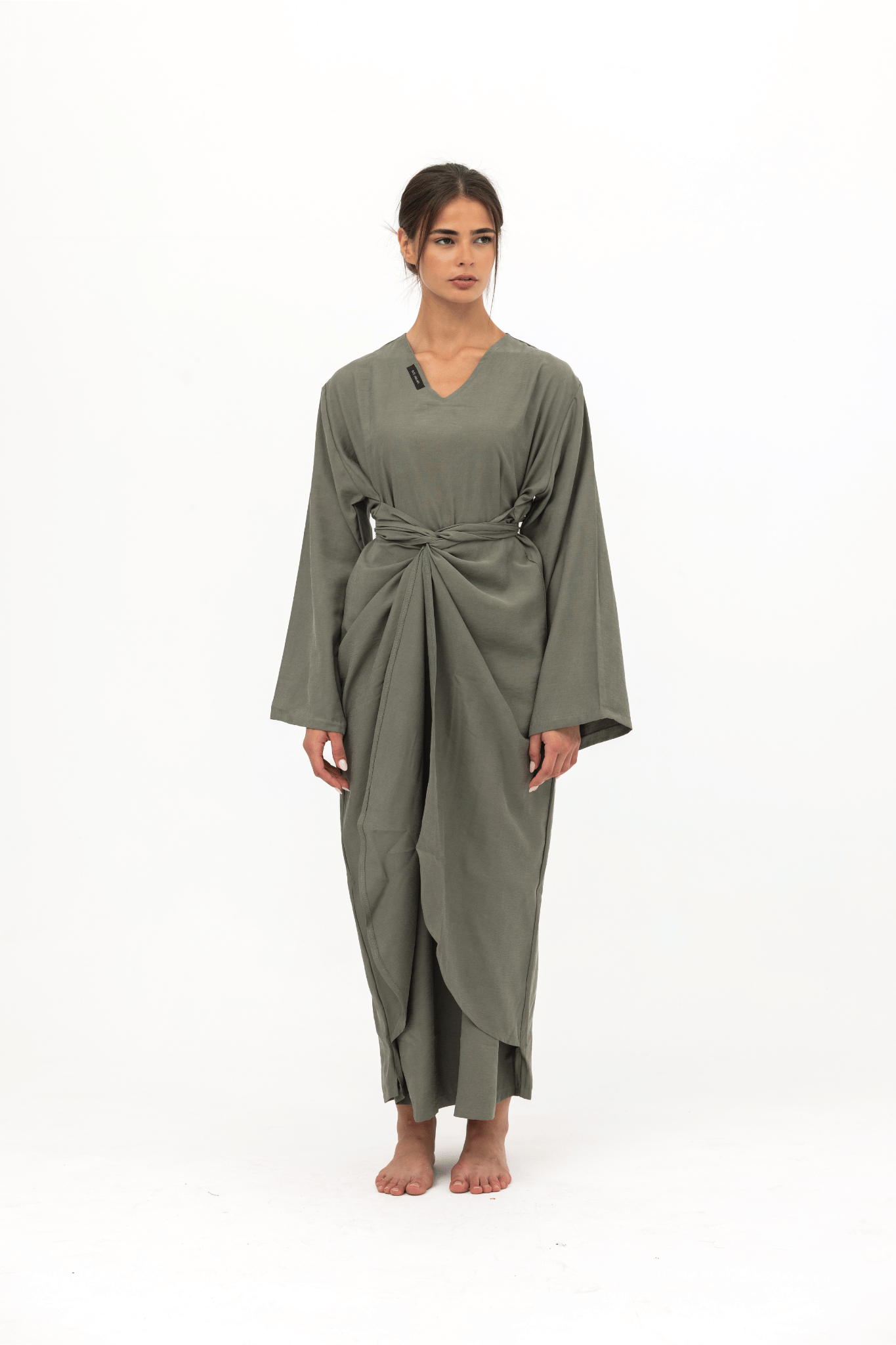 Twist Charm Abaya - Khaki