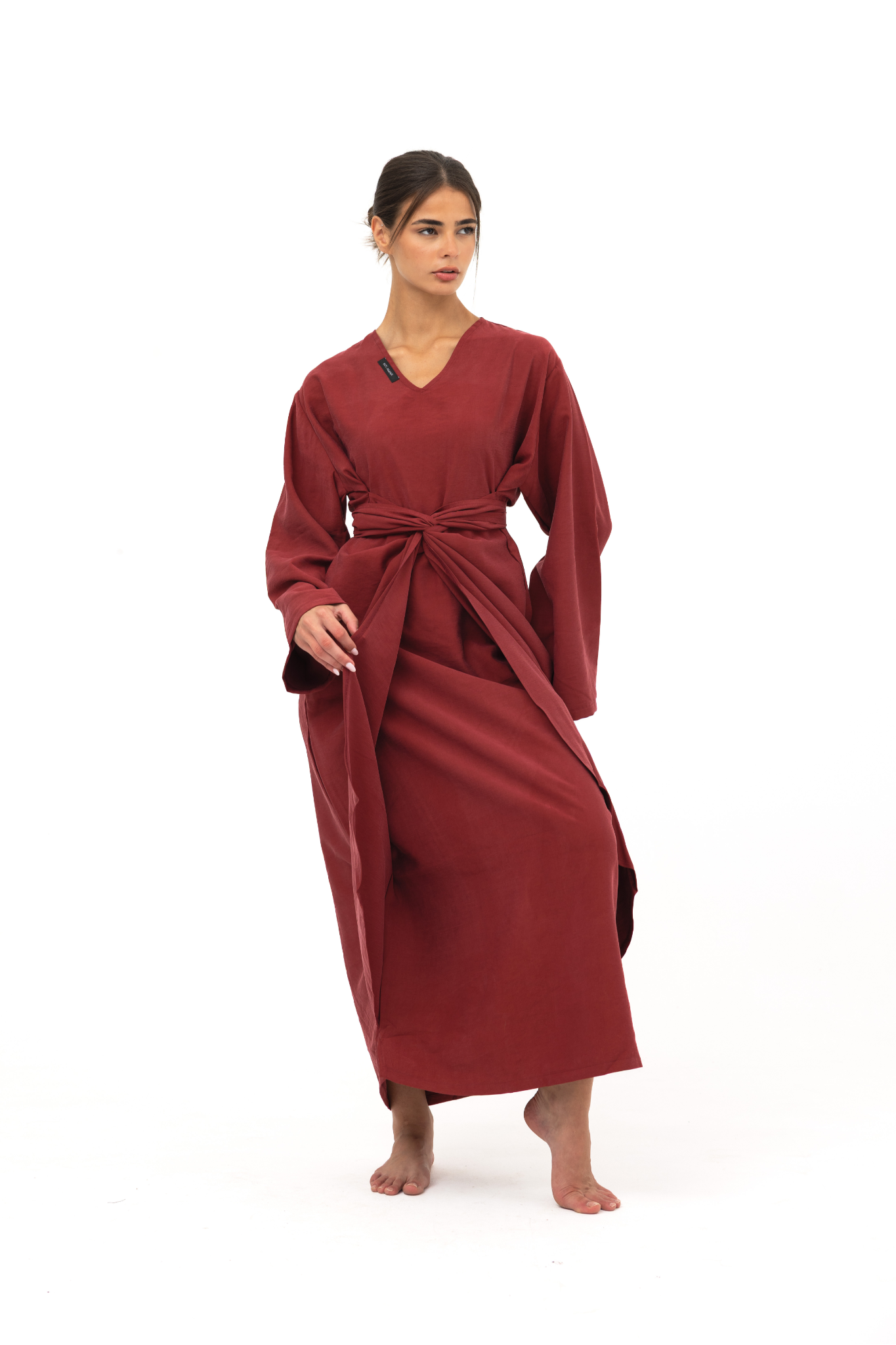 Twist Charm Abaya - Crimson