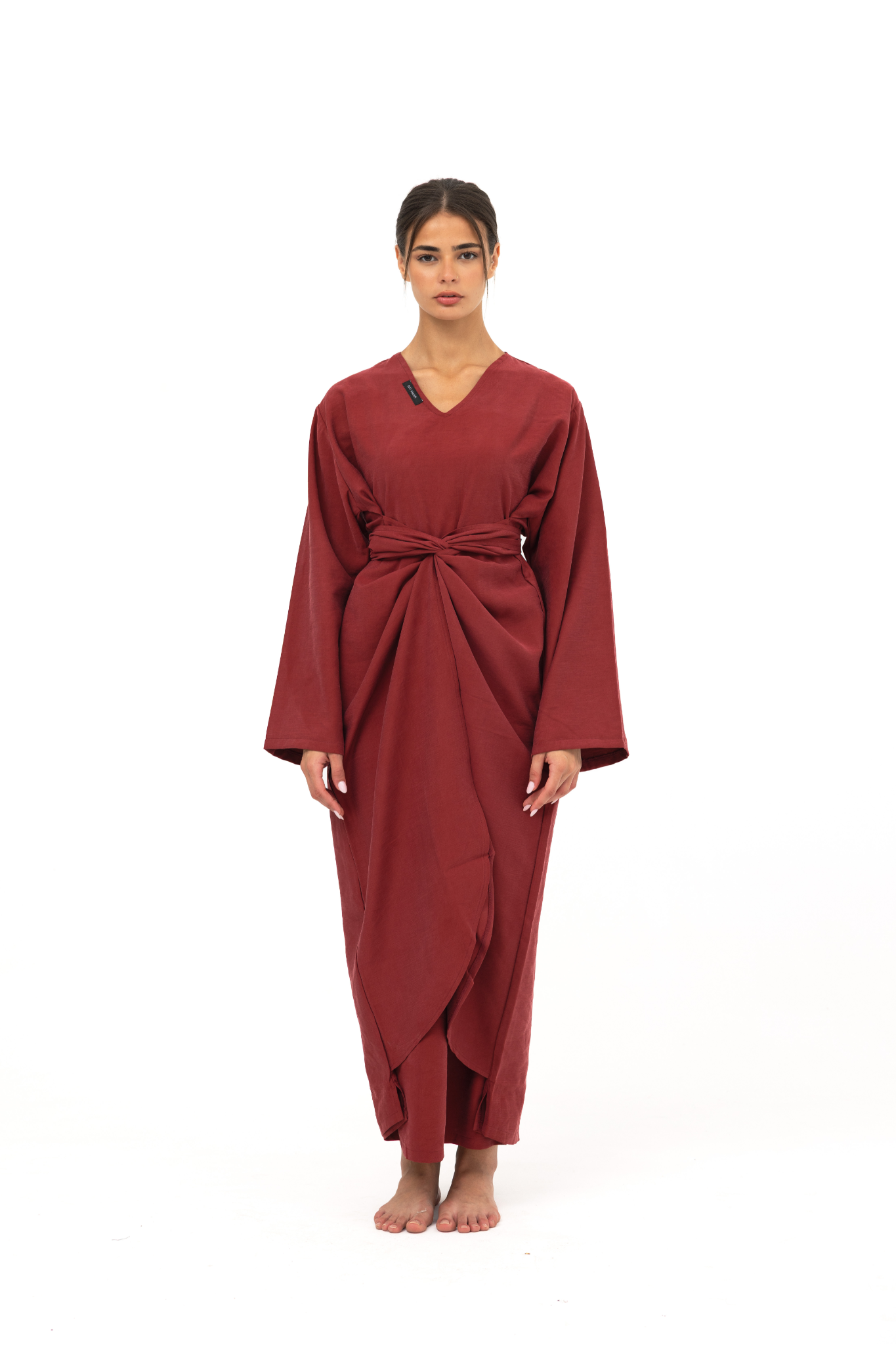 Twist Charm Abaya - Crimson