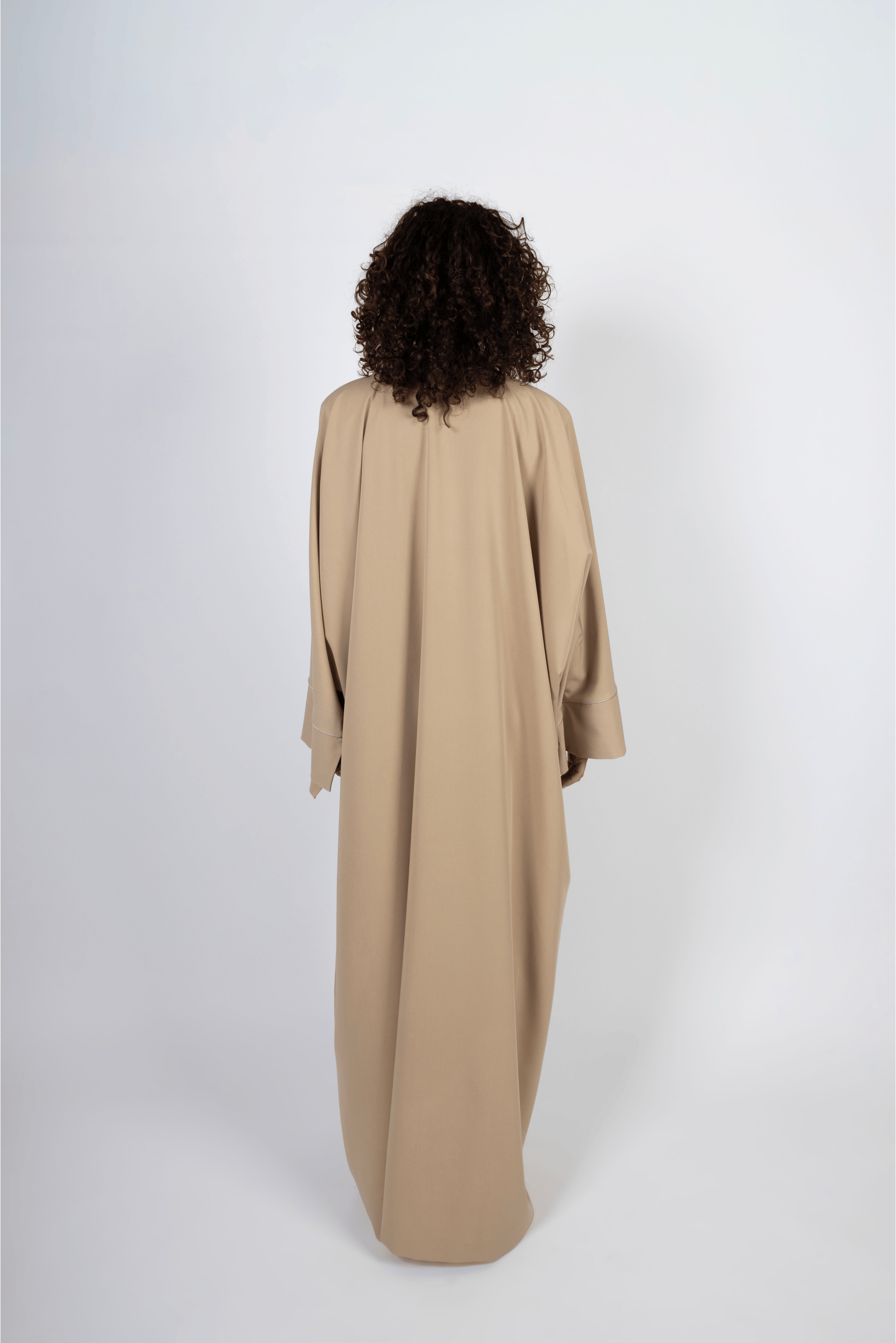 Layali Abaya – Beige with Beige Trim