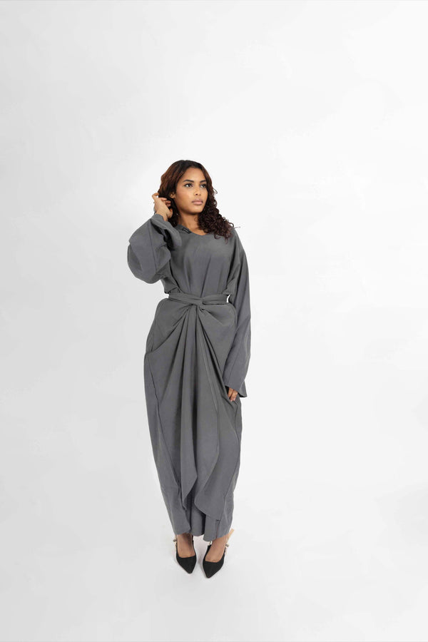 TWIST CHARM ABAYA - GREY