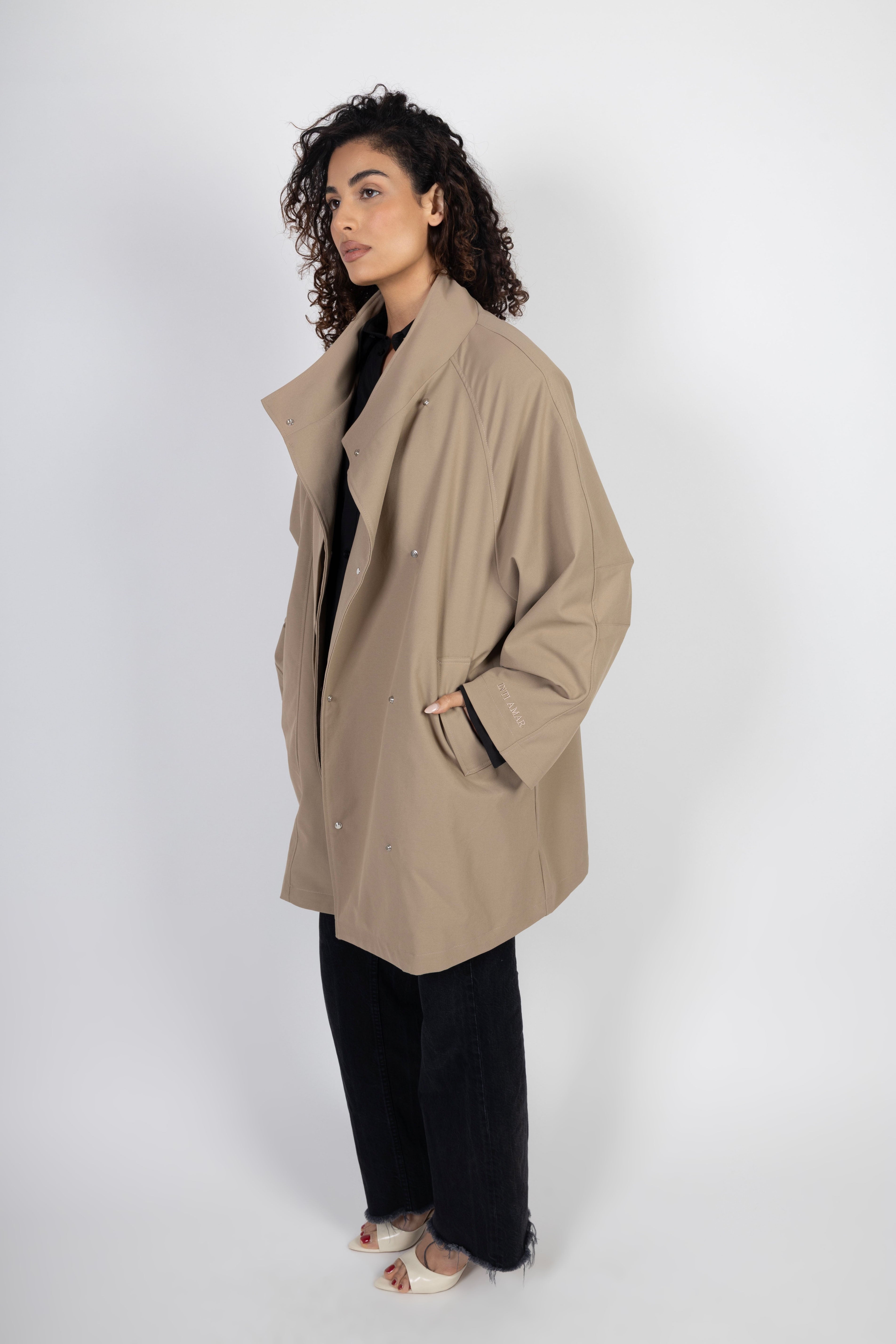Oversized Midi Trenchcoat - Taupe