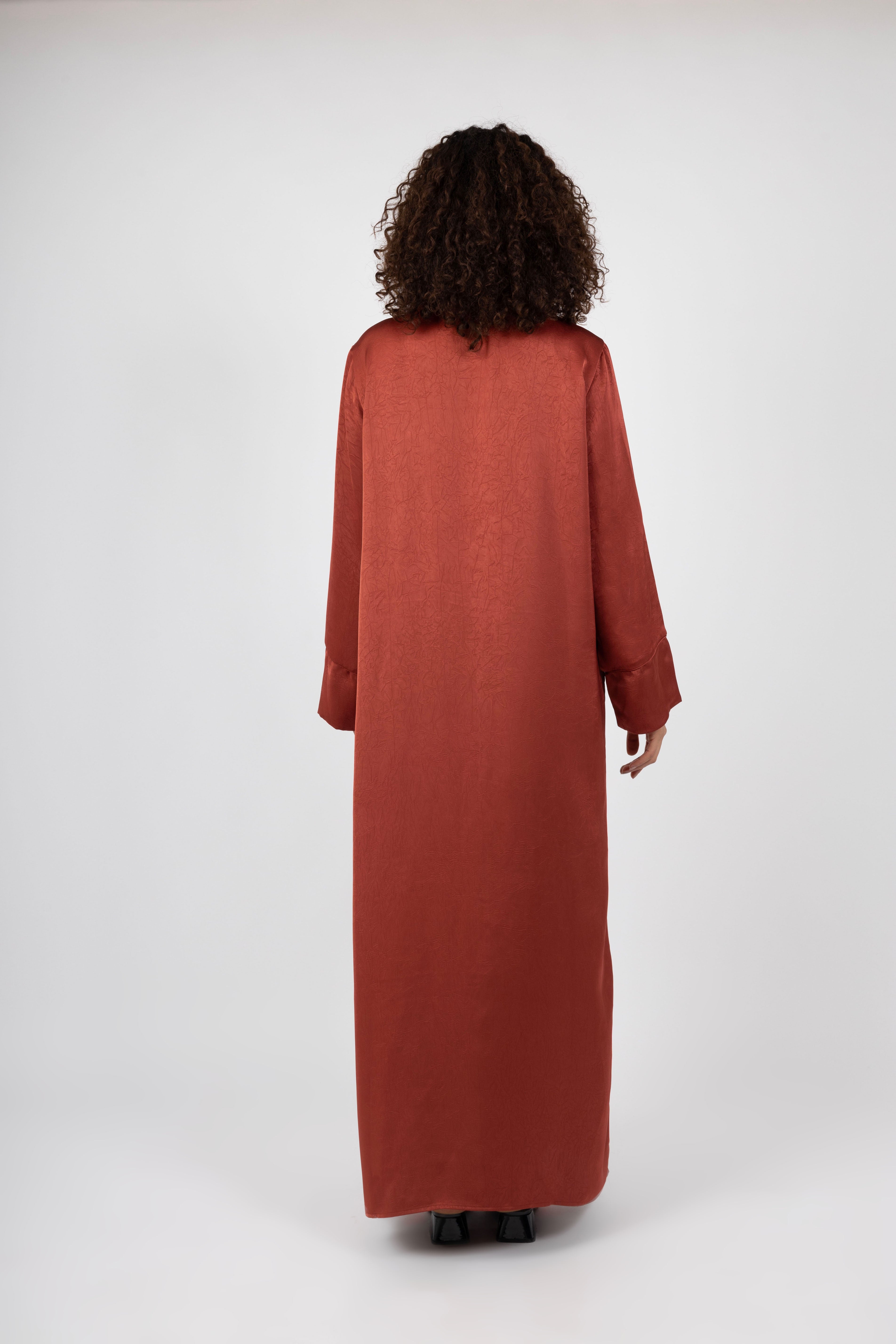 Crushed Flow Dress - Brick