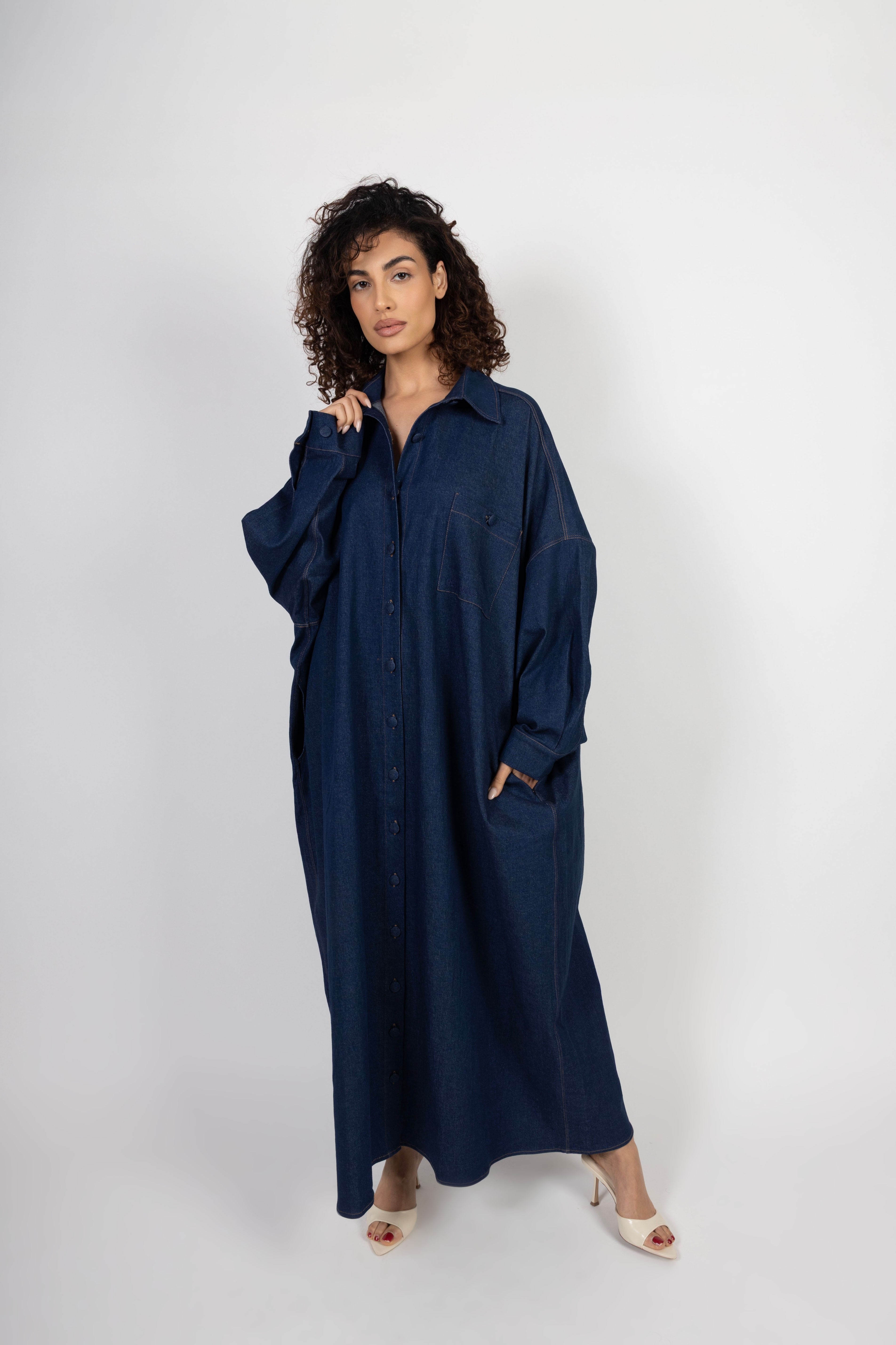 Denim Maxi Dress - Dark Blue