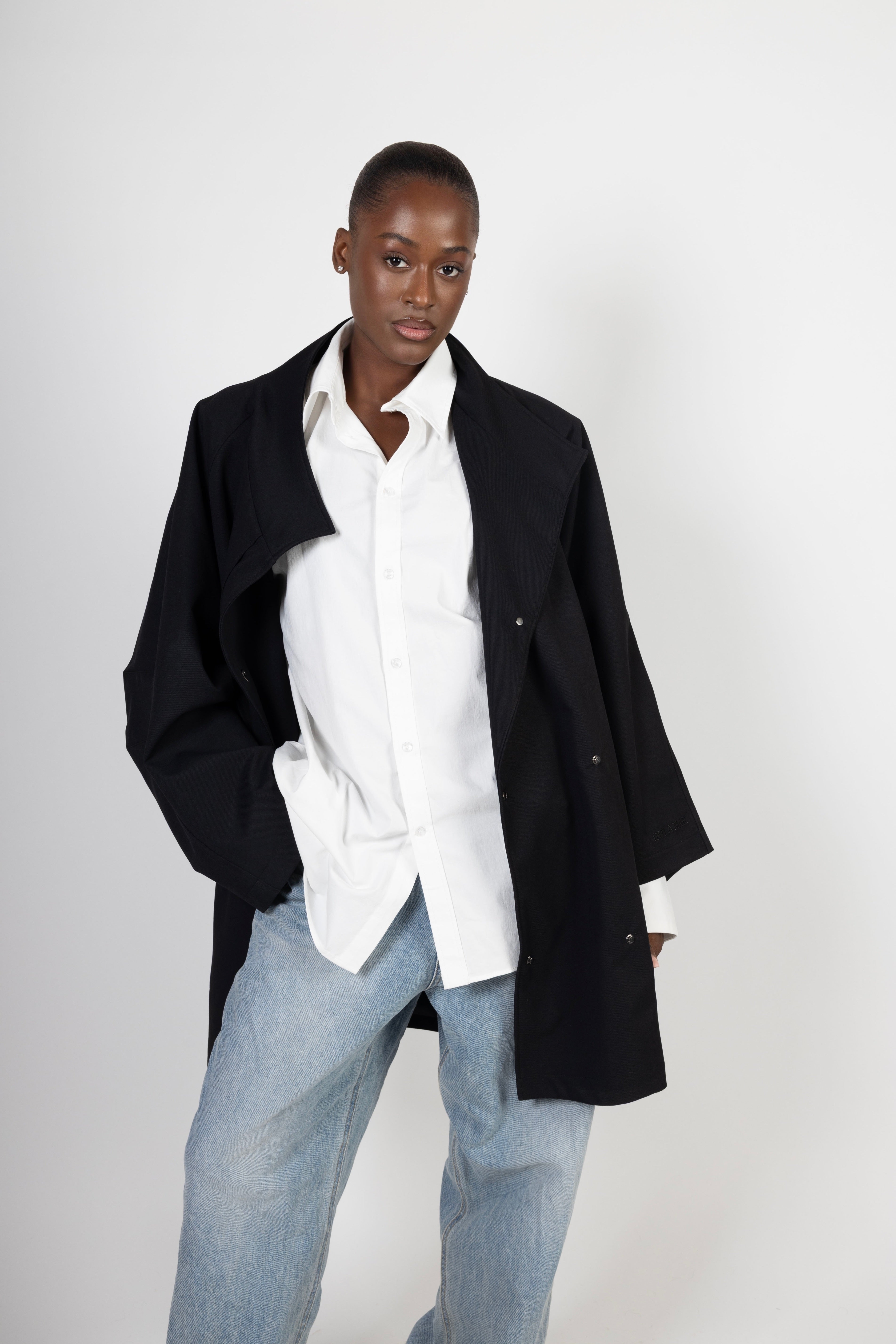 Oversized Midi Trenchcoat - Black