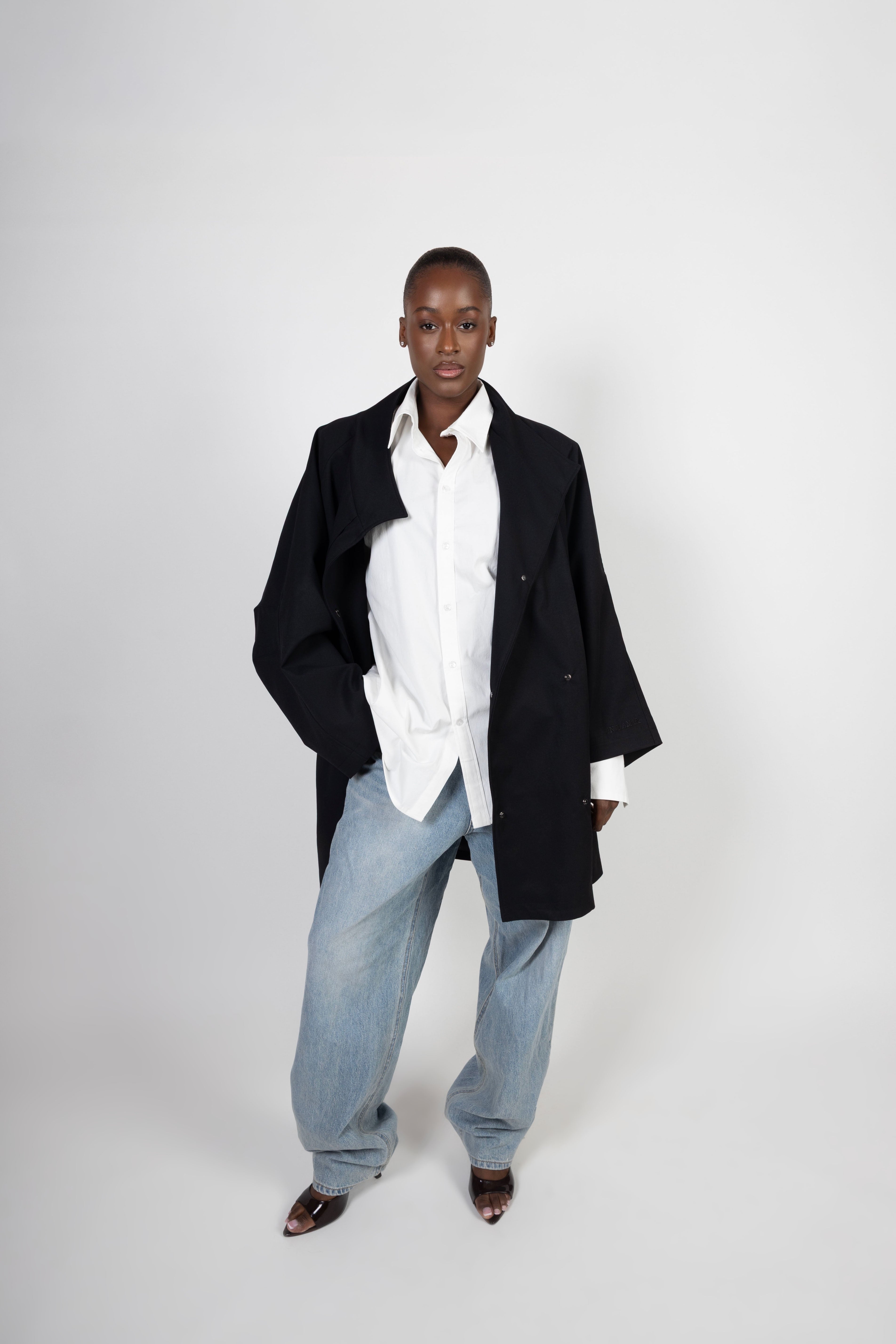 Oversized Midi Trenchcoat - Black