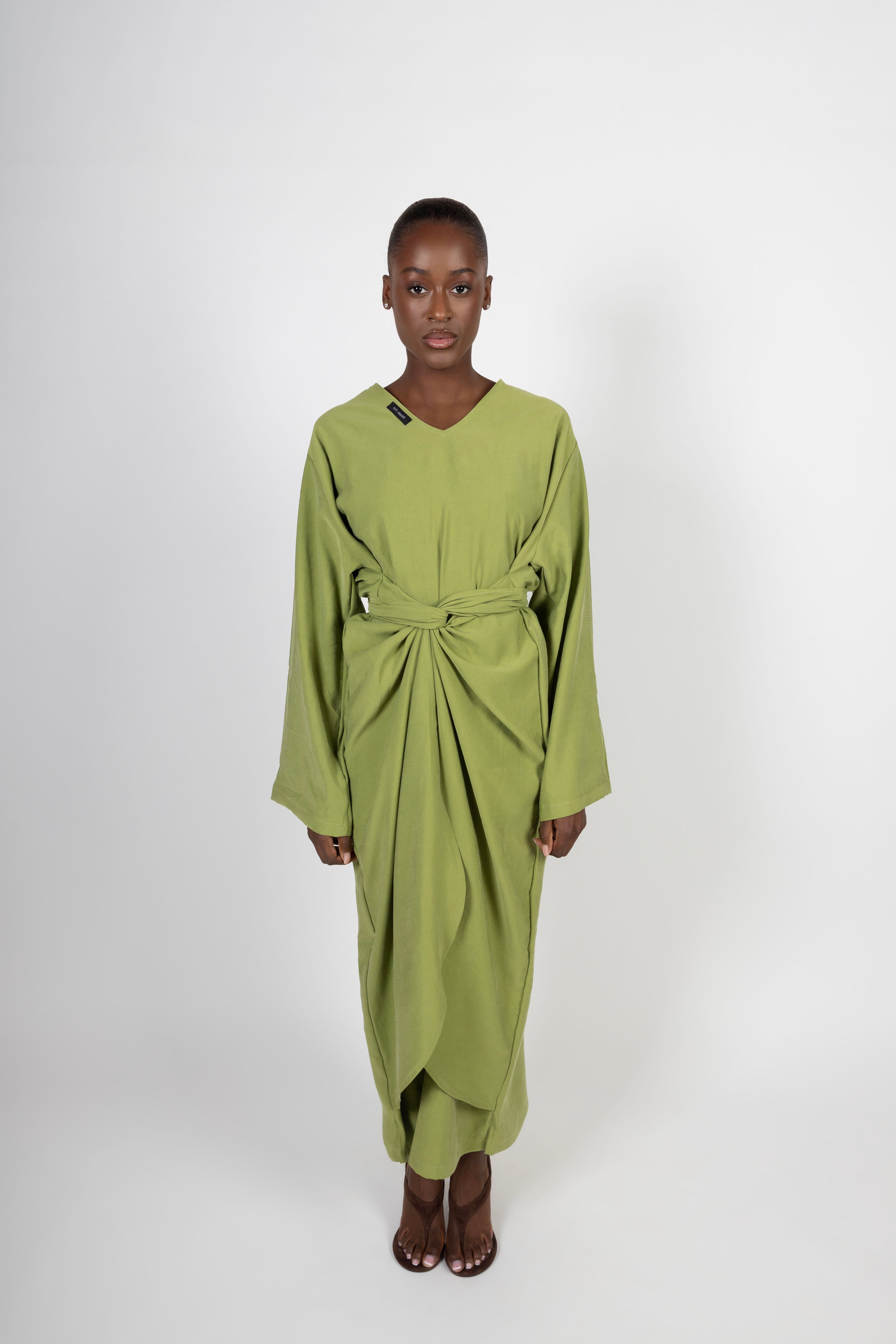 Twist Charm Abaya - Pistachio