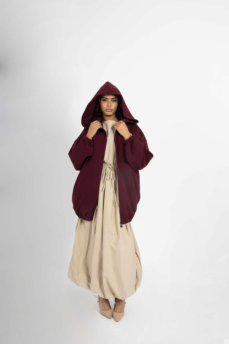 Cardigan with Zipper – Bordeaux