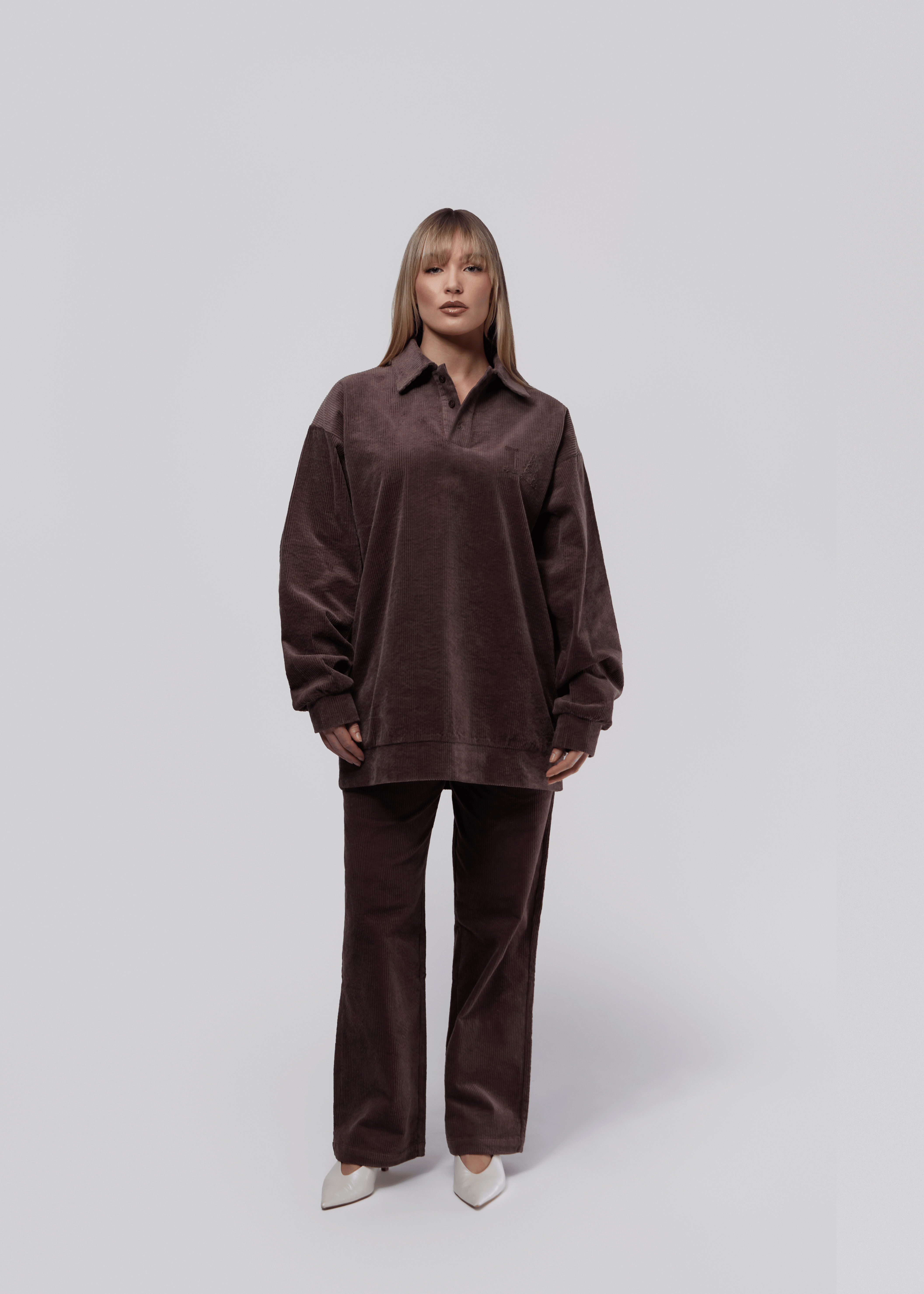 Ribbed Polo Co-ord - Umber