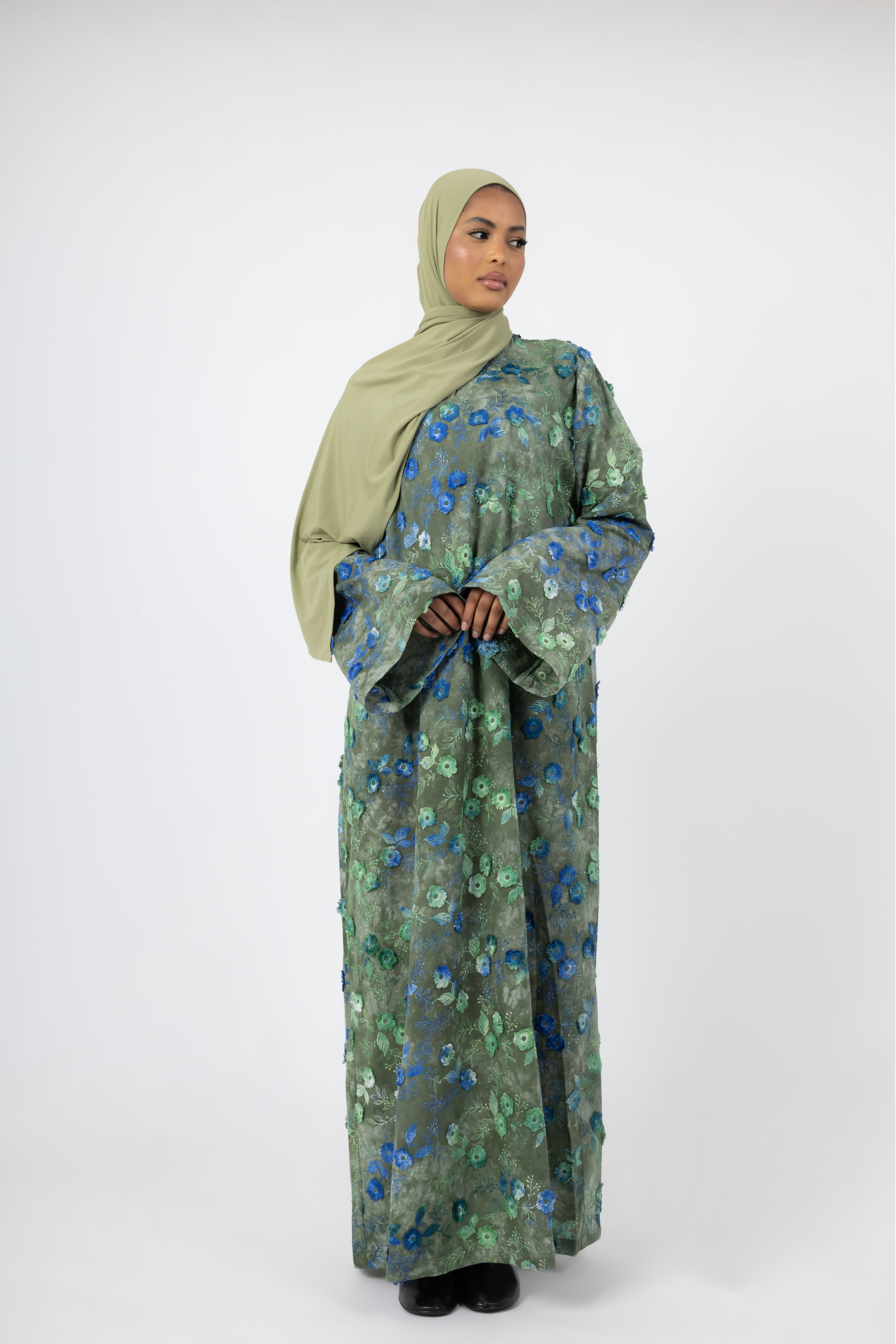 Bloom Aura 3D Dress - Verde Oceano