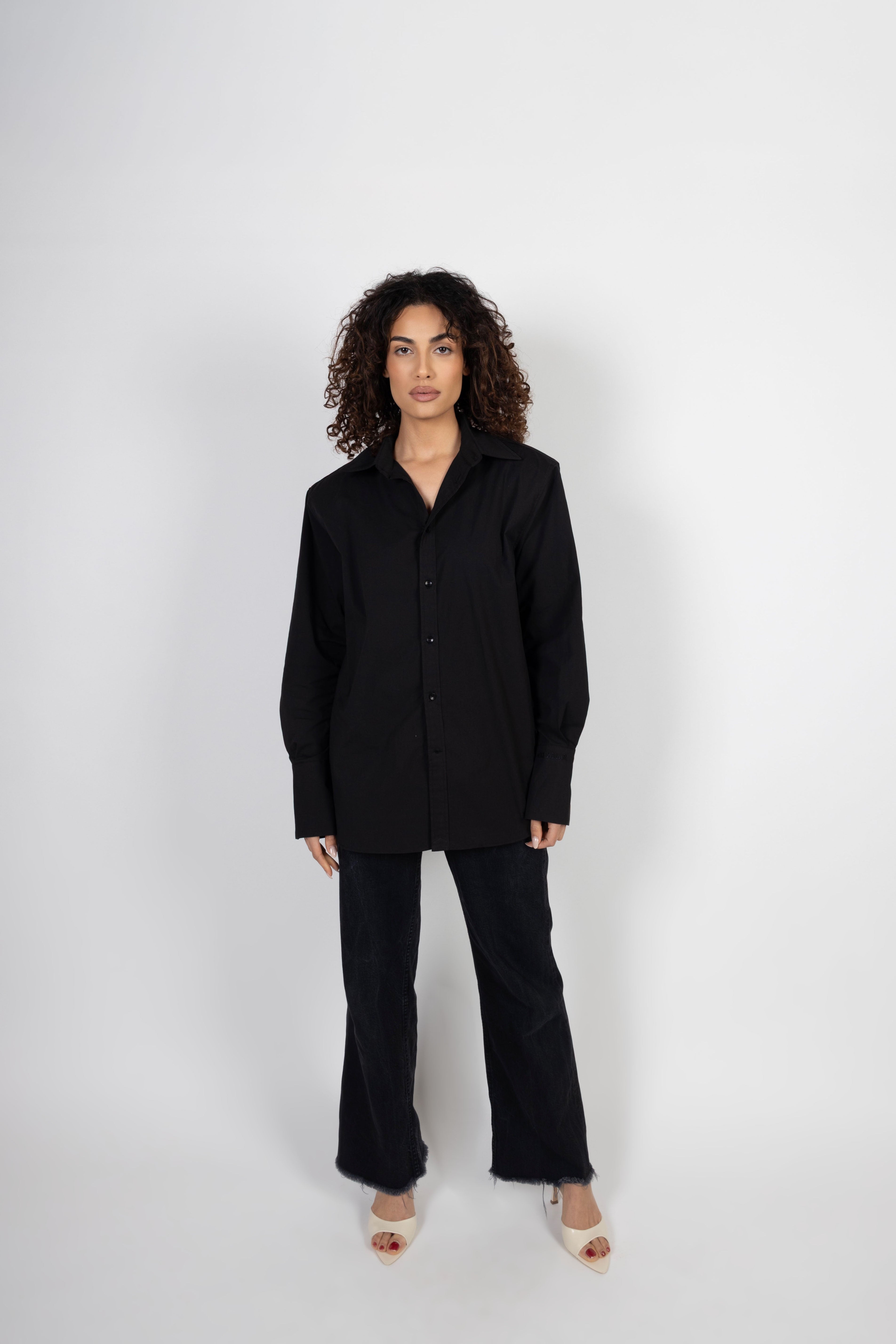 Shoulder Pad Blouse - Black