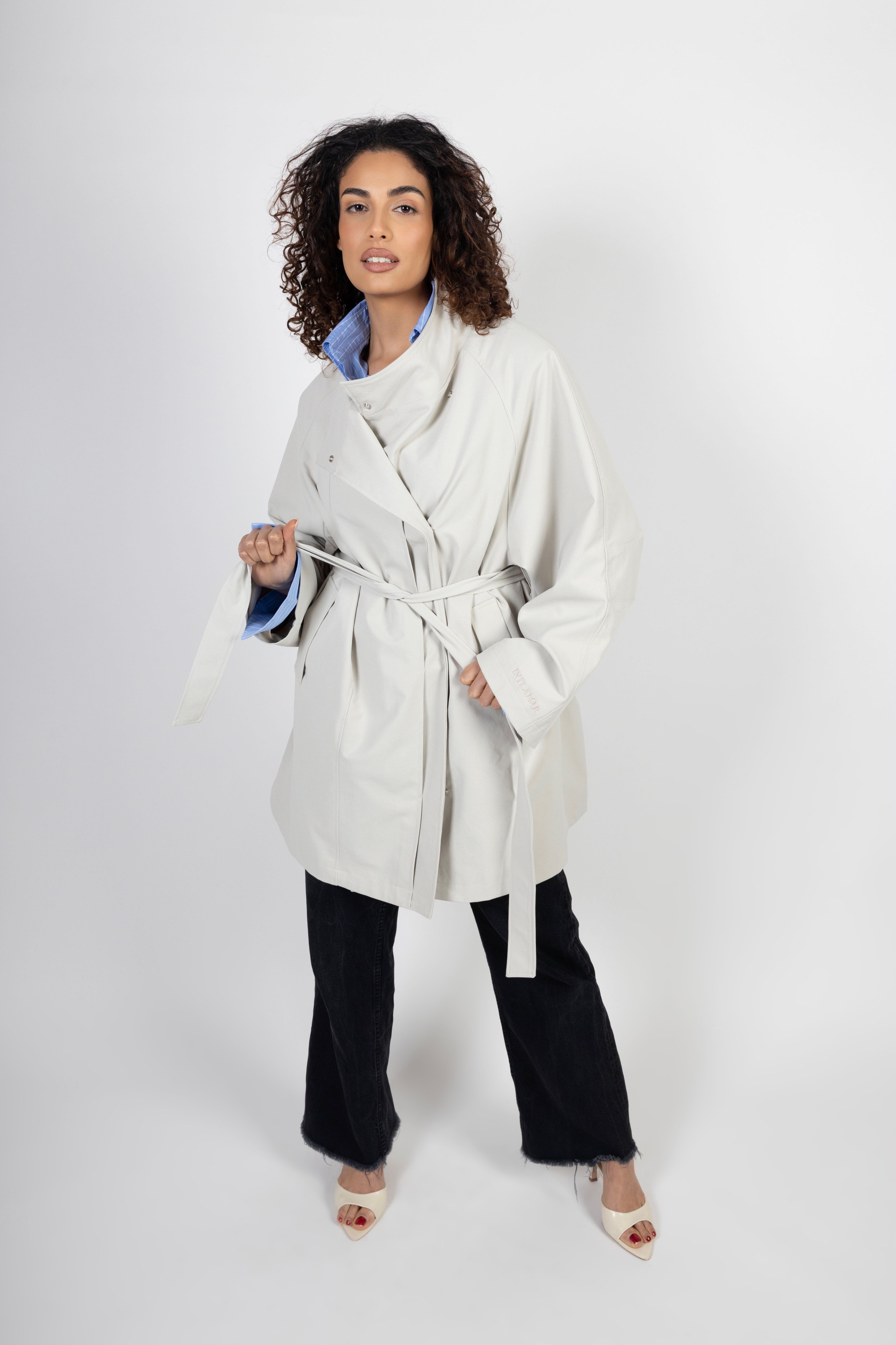 Oversized Midi Trenchcoat - Bone