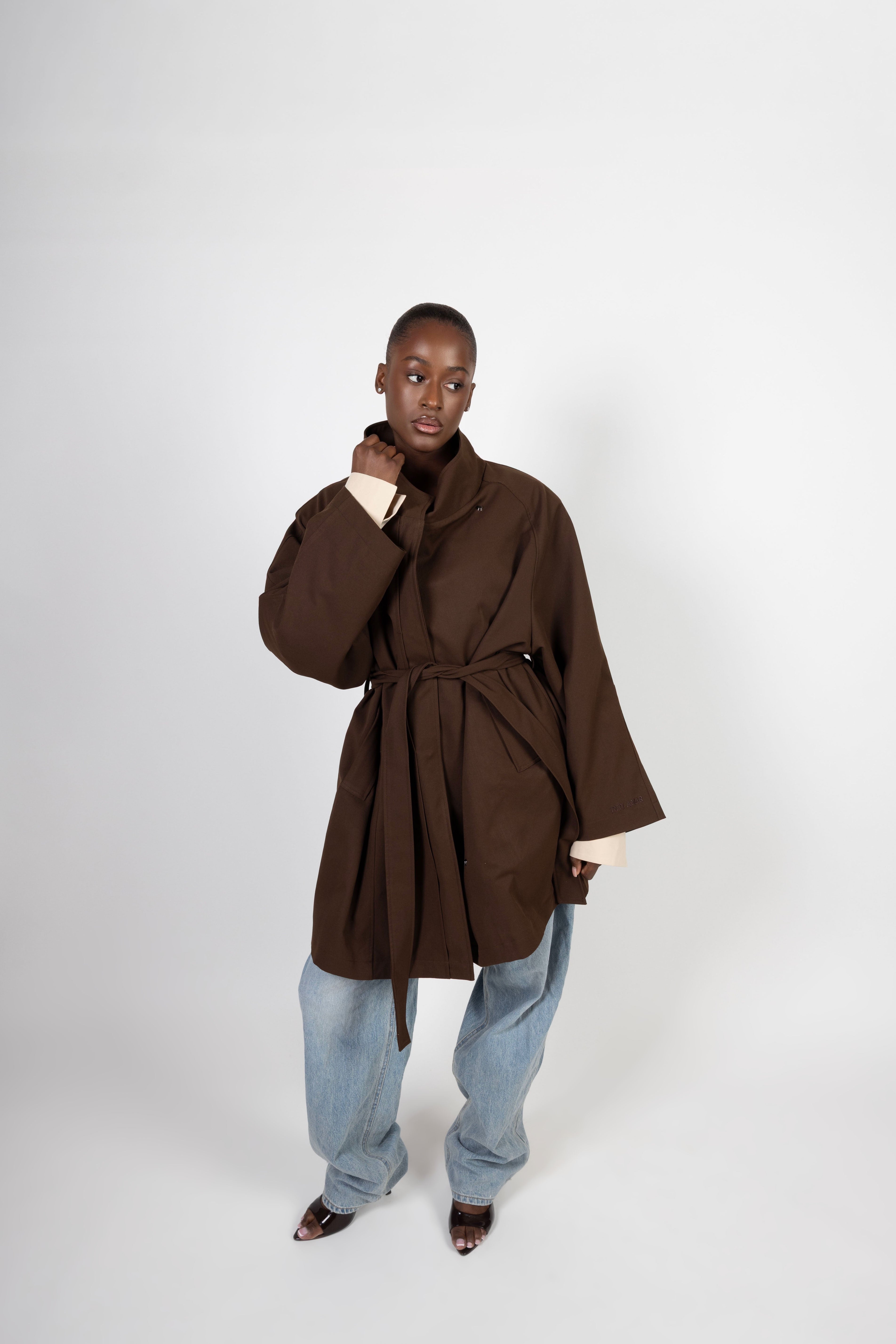 Oversized Midi Trenchcoat - Brown