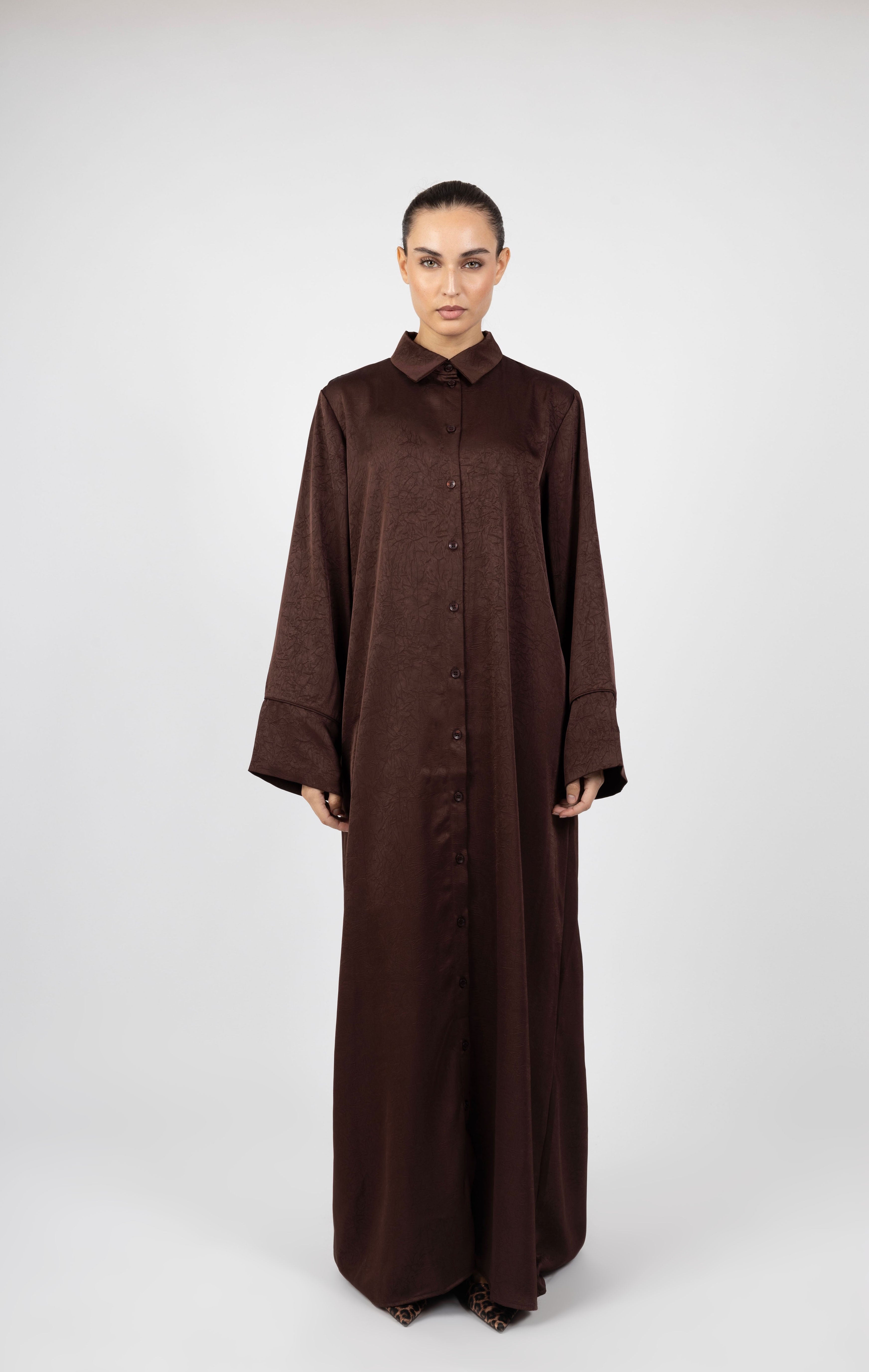 Crushed Flow Dress - Mocha