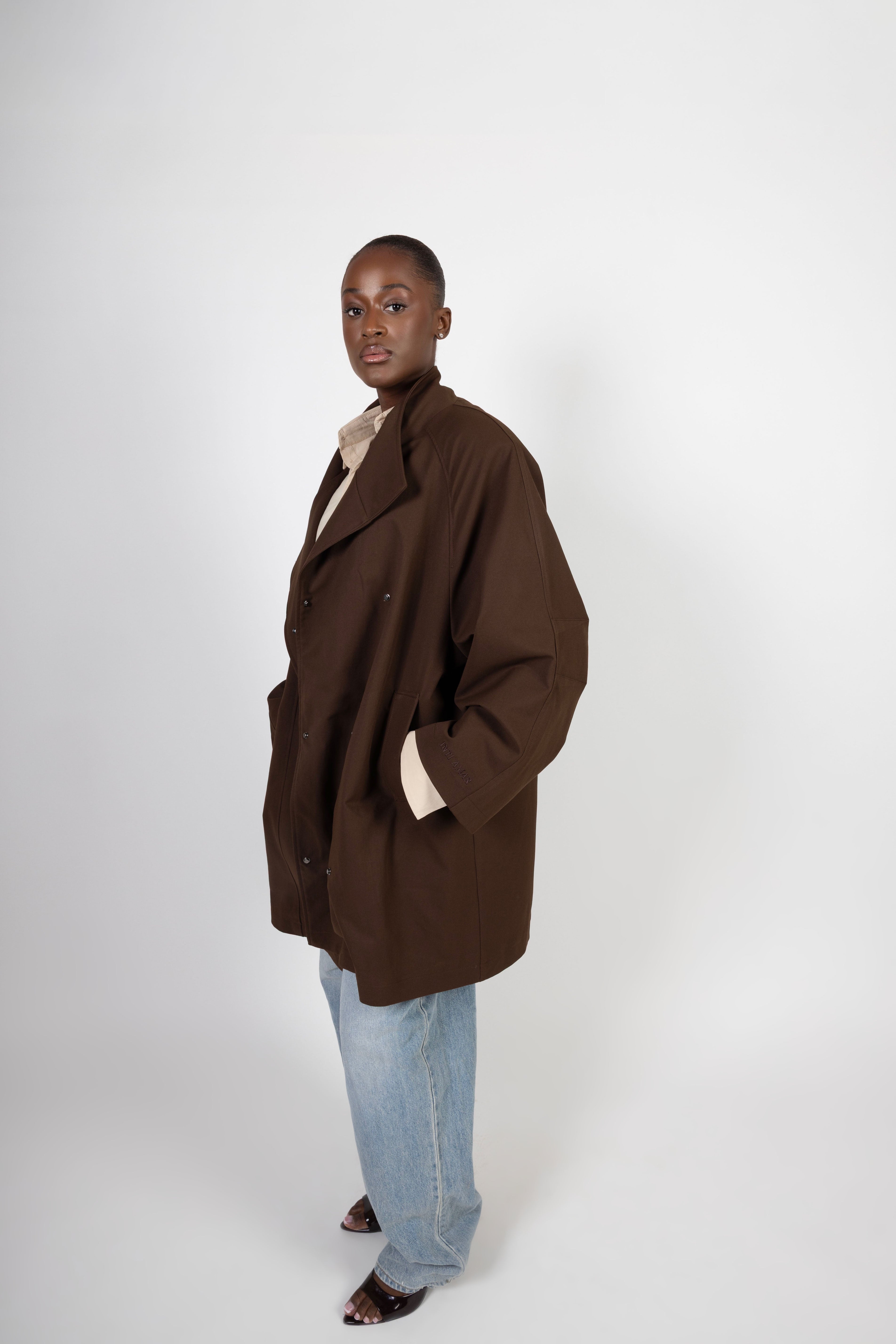 Oversized Midi Trenchcoat - Brown
