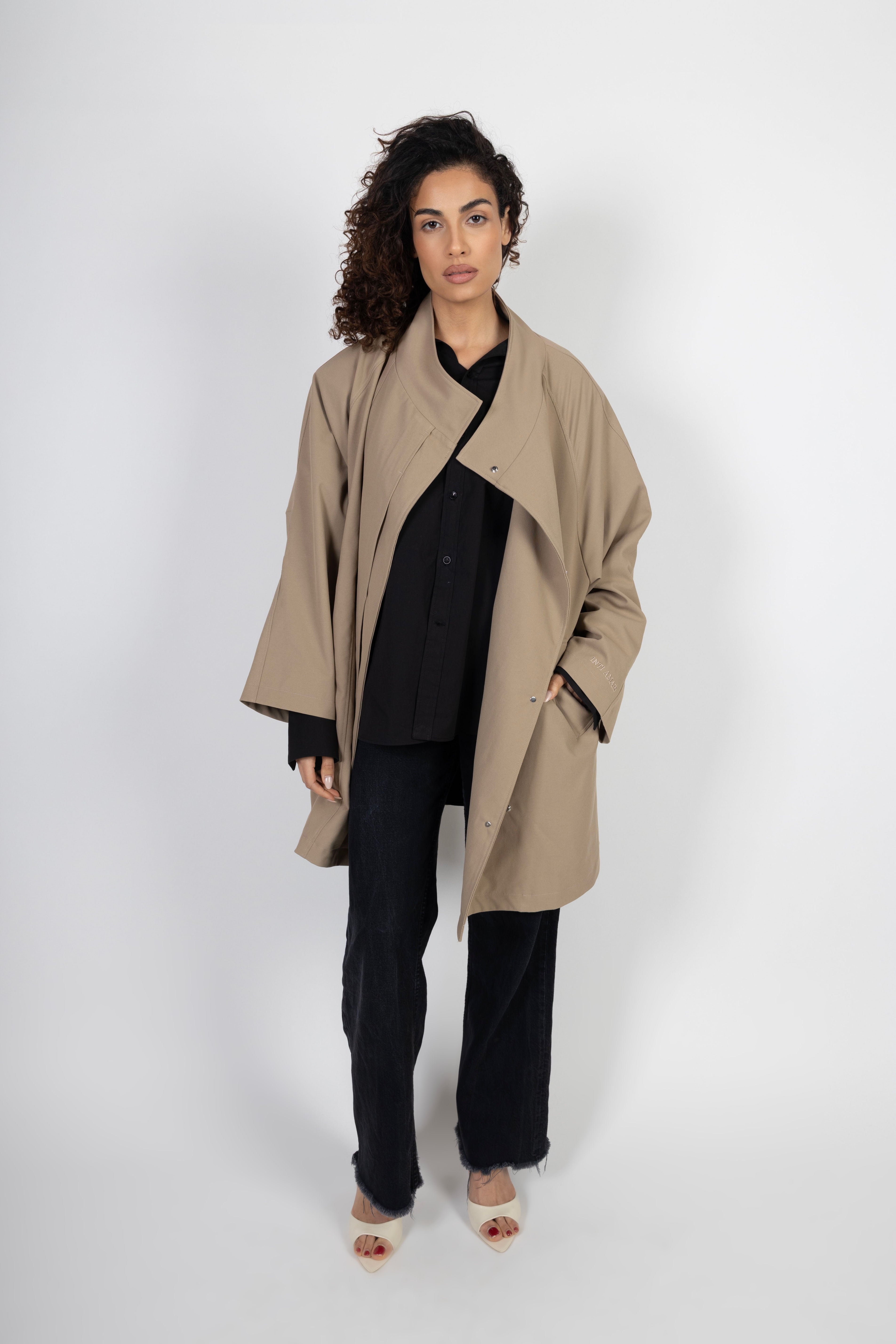 Oversized Midi Trenchcoat - Taupe