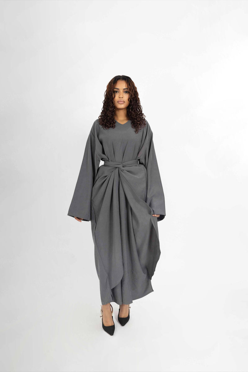 TWIST CHARM ABAYA - GREY