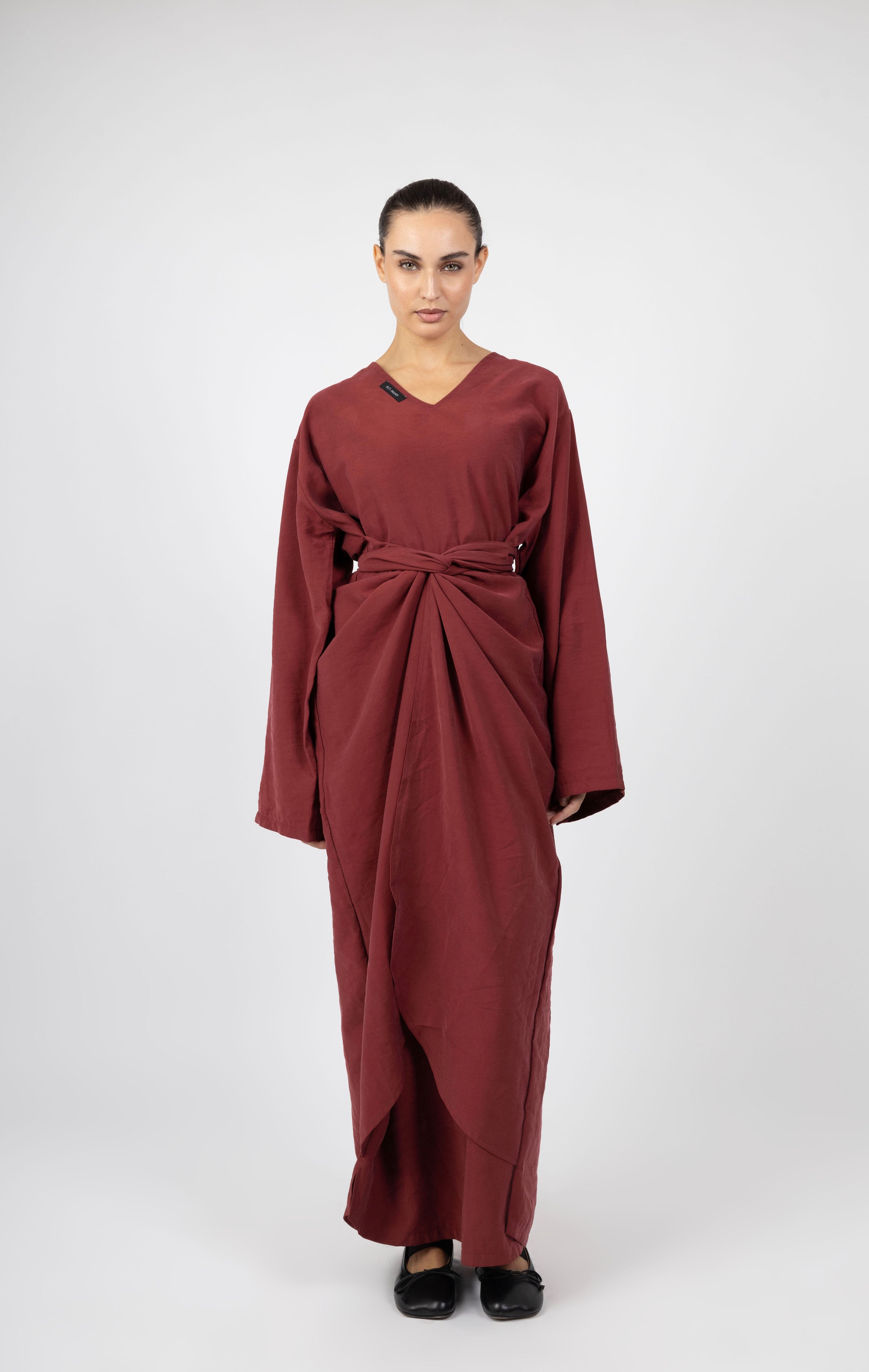 Twist Charm Abaya - Crimson