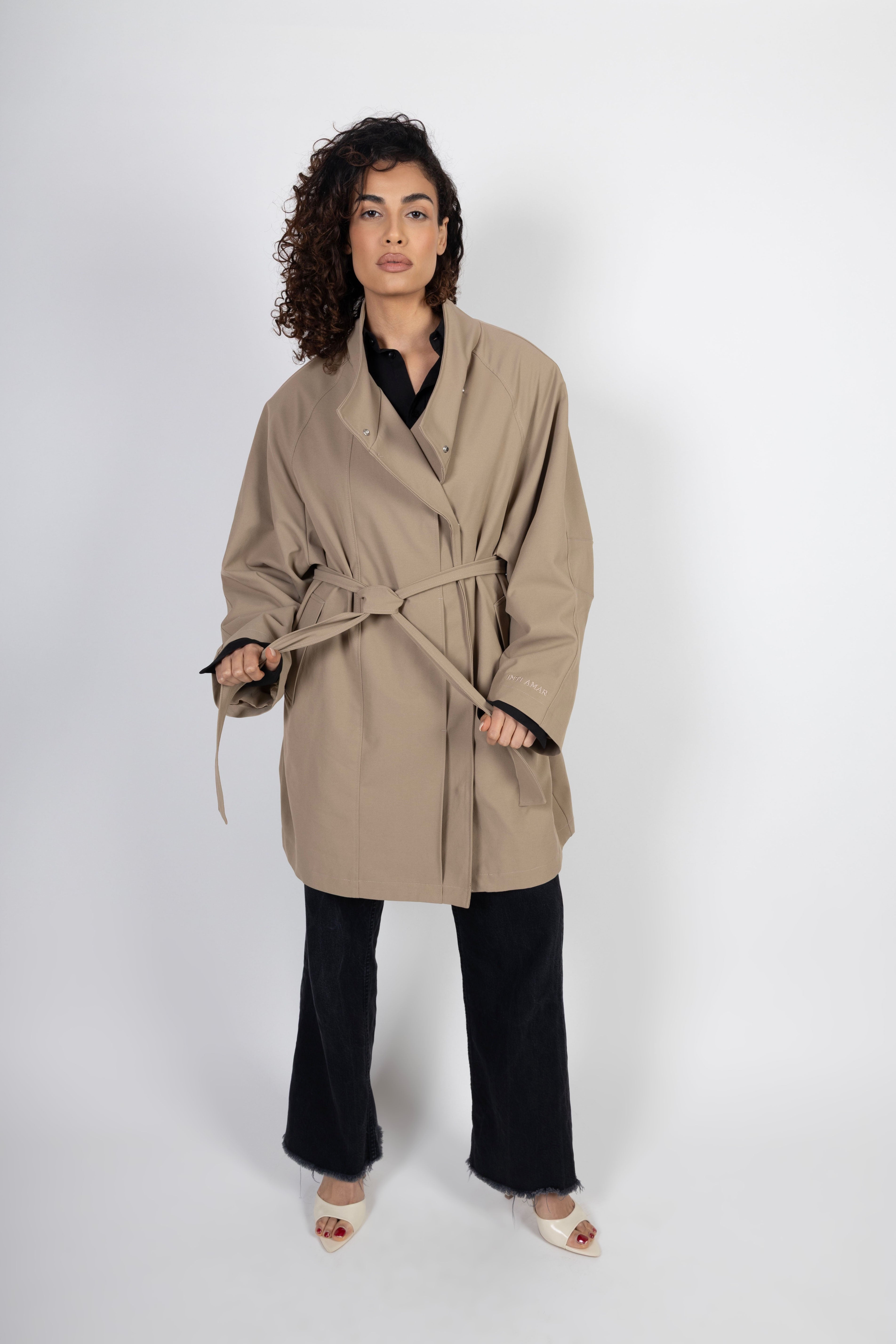 Oversized Midi Trenchcoat - Taupe