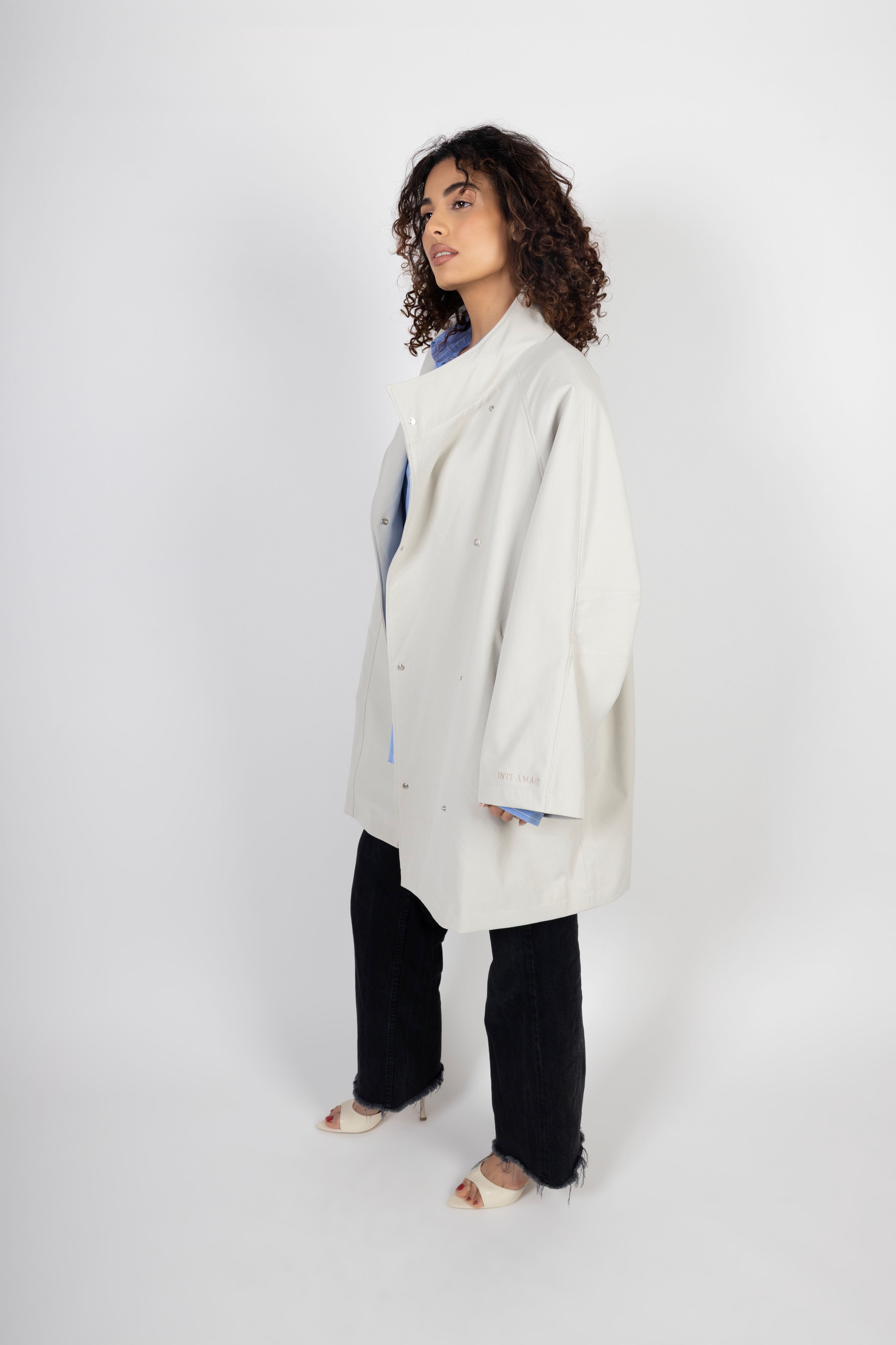 Oversized Midi Trenchcoat - Bone