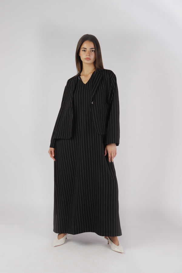 Abaya Blazer Pinstripe - Black