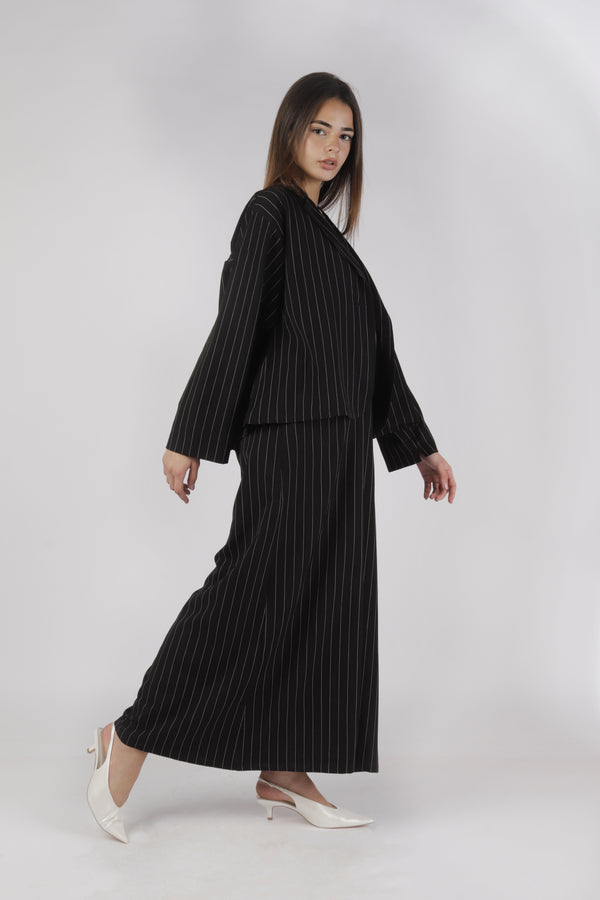 Abaya Blazer Pinstripe - Black