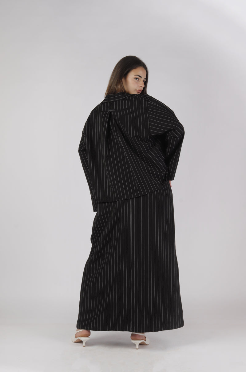 Abaya Blazer Pinstripe - Black