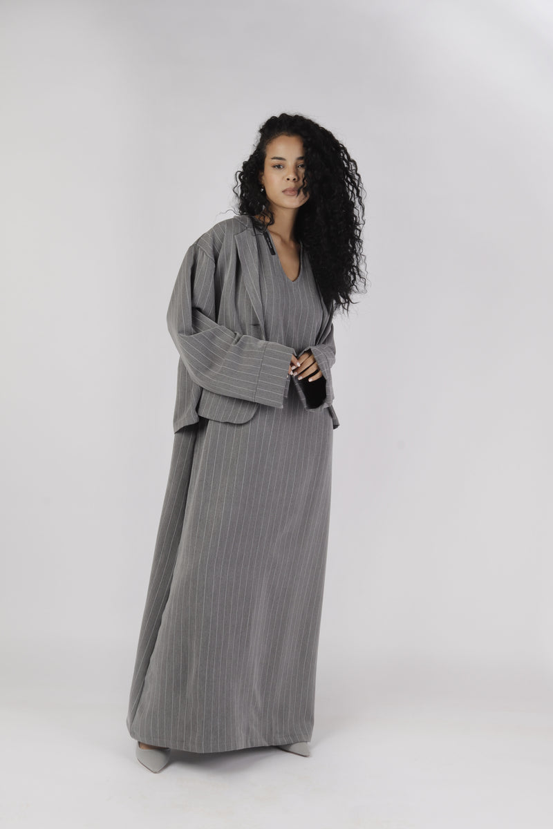 Abaya Blazer Pinstripe - Grey