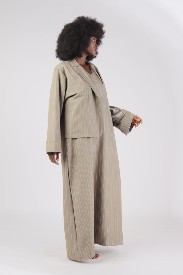 Abaya Blazer Pinstripe - Sand